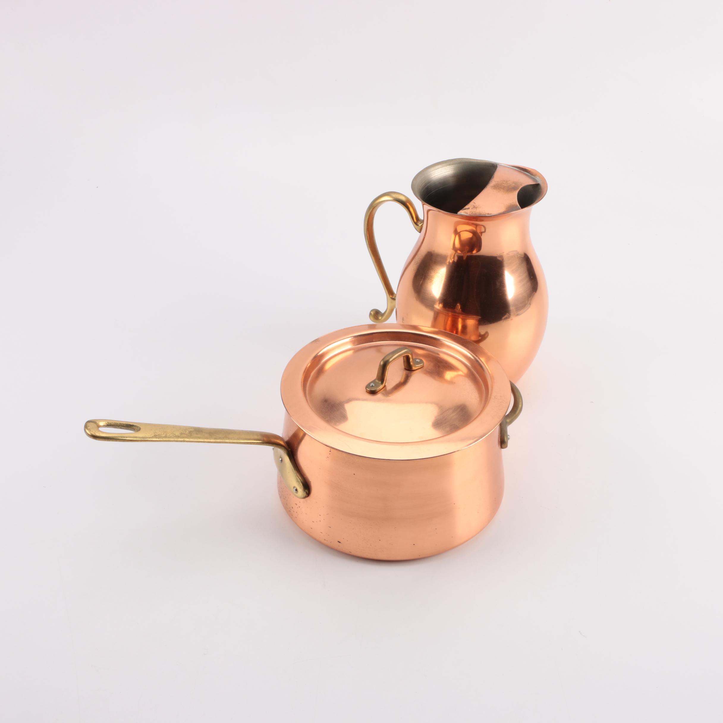 Copper Saucepan and Water Pitcher