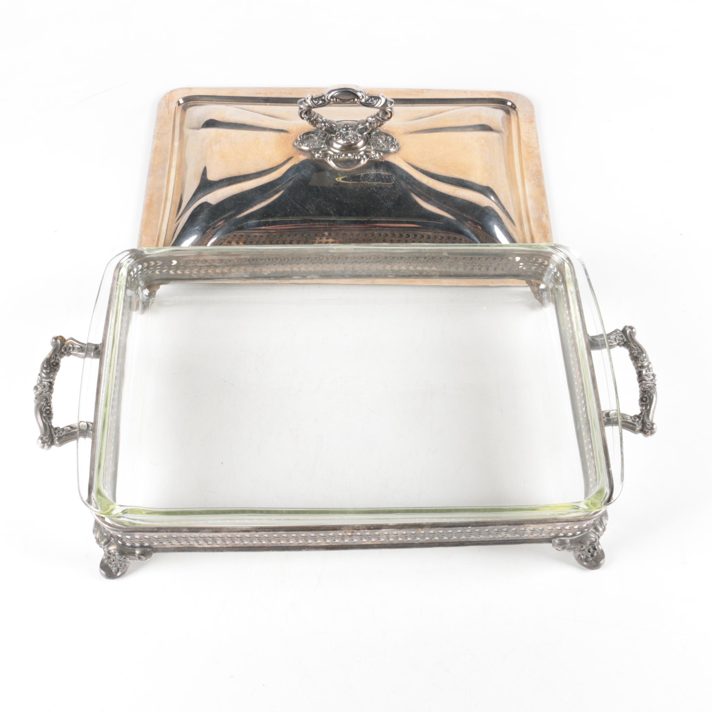 Silver-Plated Serving Dish with Pyrex Casserole Pan