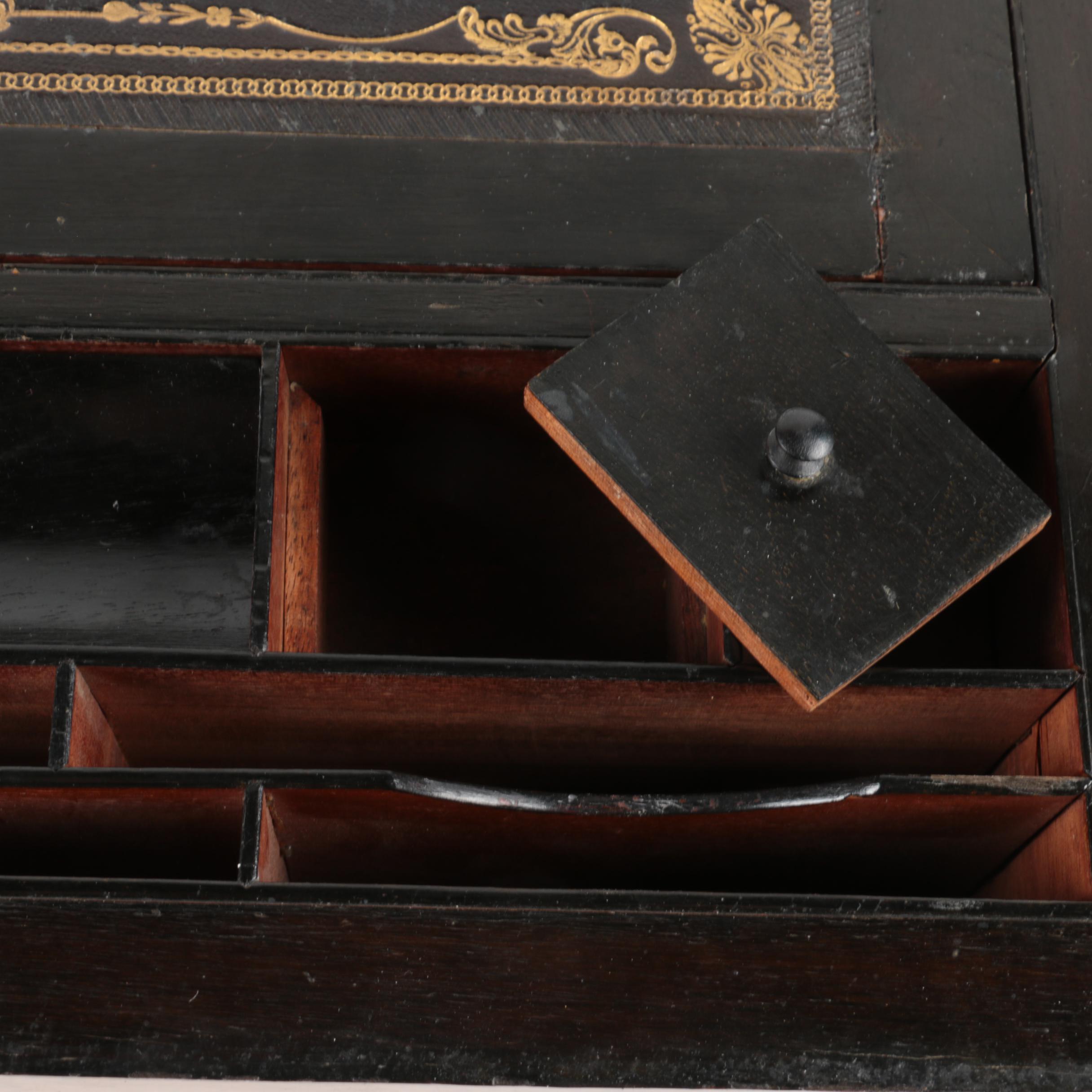 Wooden Writing Box Trimmed in Brass