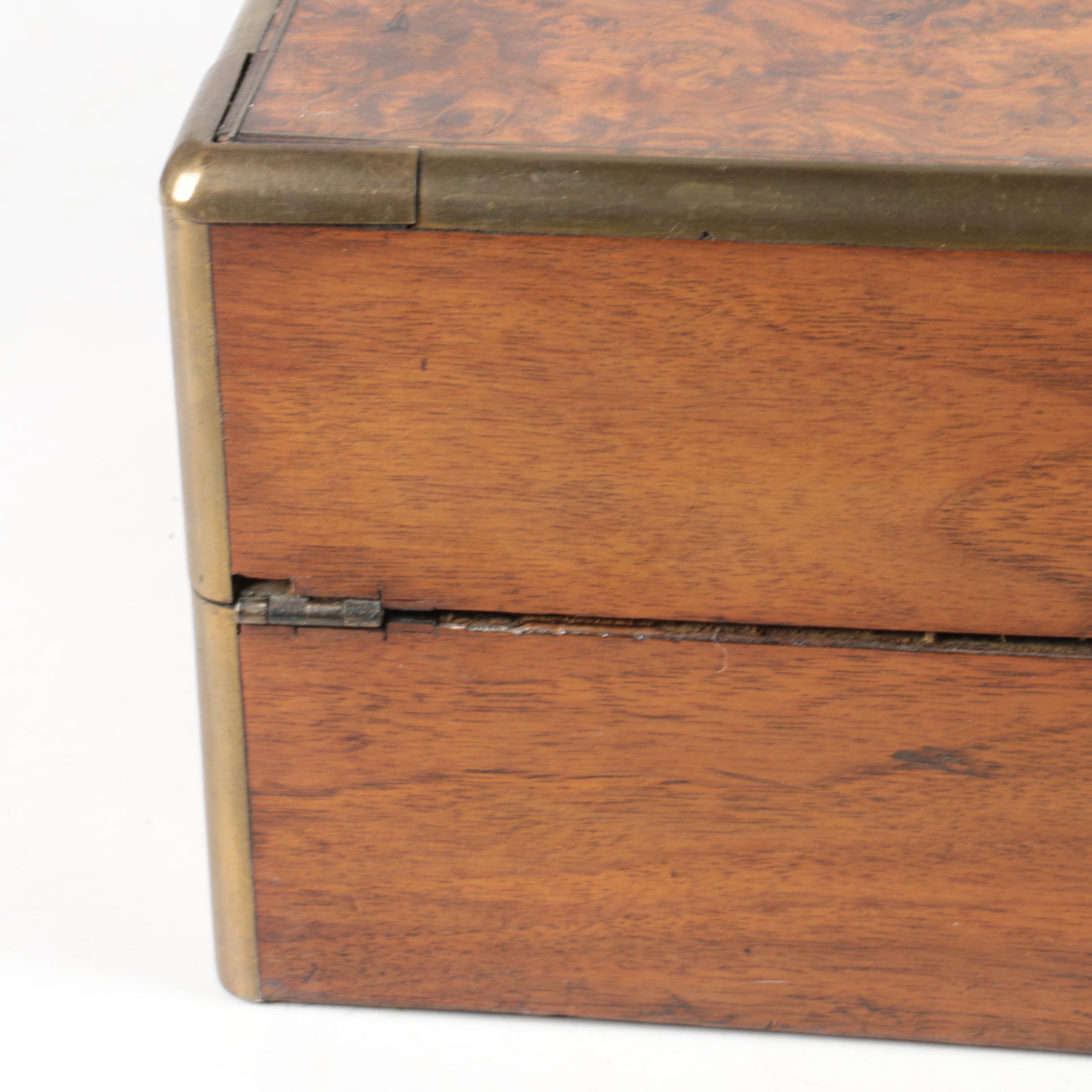 Wooden Writing Box Trimmed in Brass