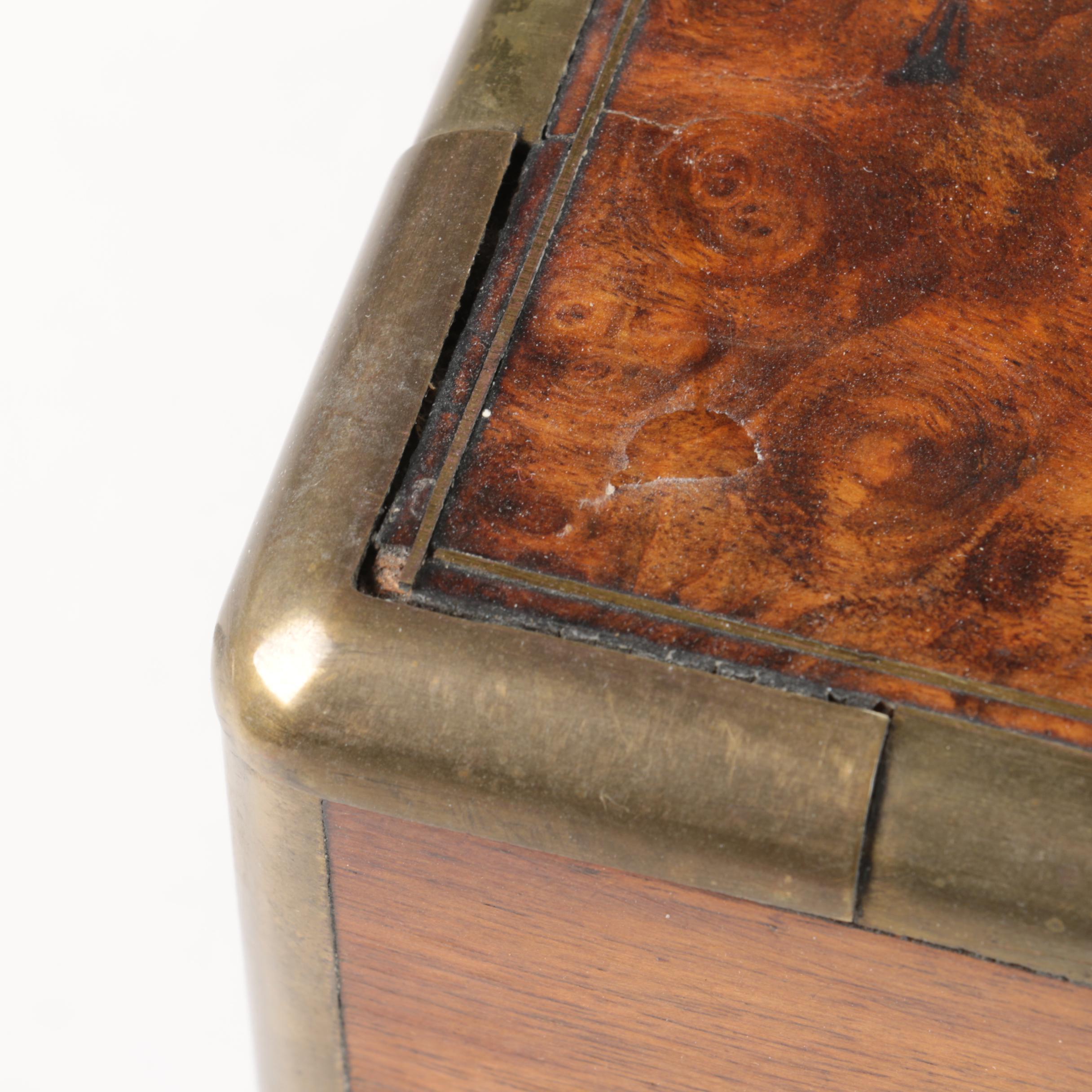 Wooden Writing Box Trimmed in Brass