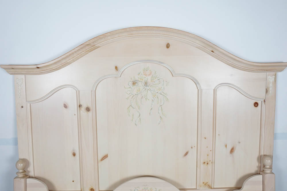 French Provincial Style Pine Queen Size Bed Frame