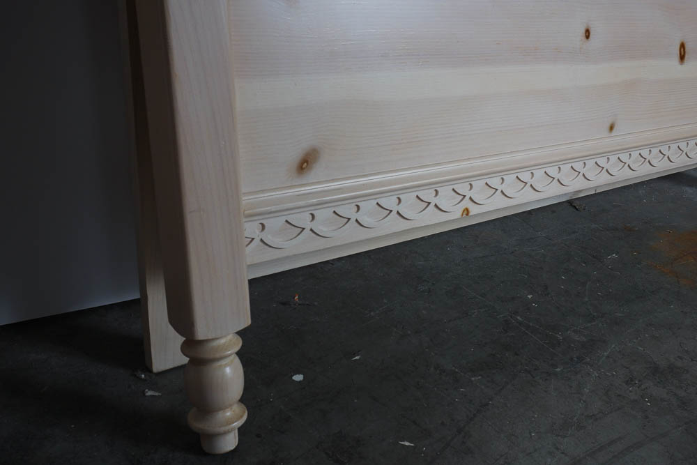 French Provincial Style Pine Queen Size Bed Frame