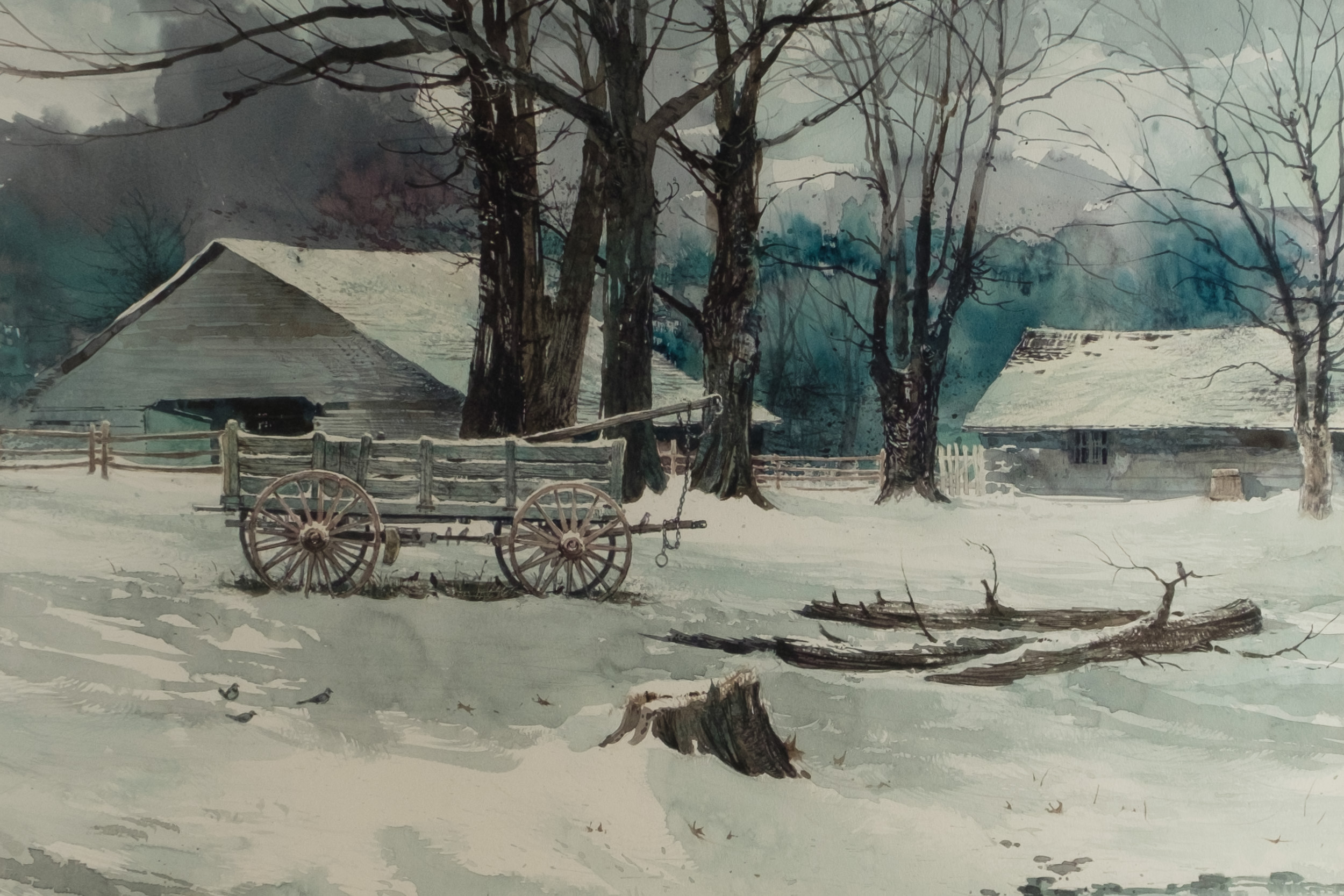 Offset Lithograph After Michael Sloan "Snow Wagon"
