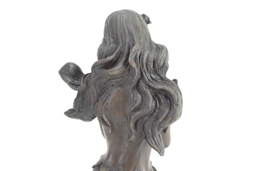 Bronze Sculpture of a Woman with Flowers After Jean Patou