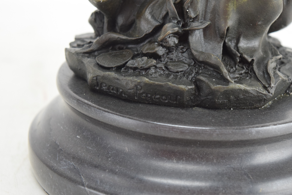 Bronze Sculpture of a Woman with Flowers After Jean Patou