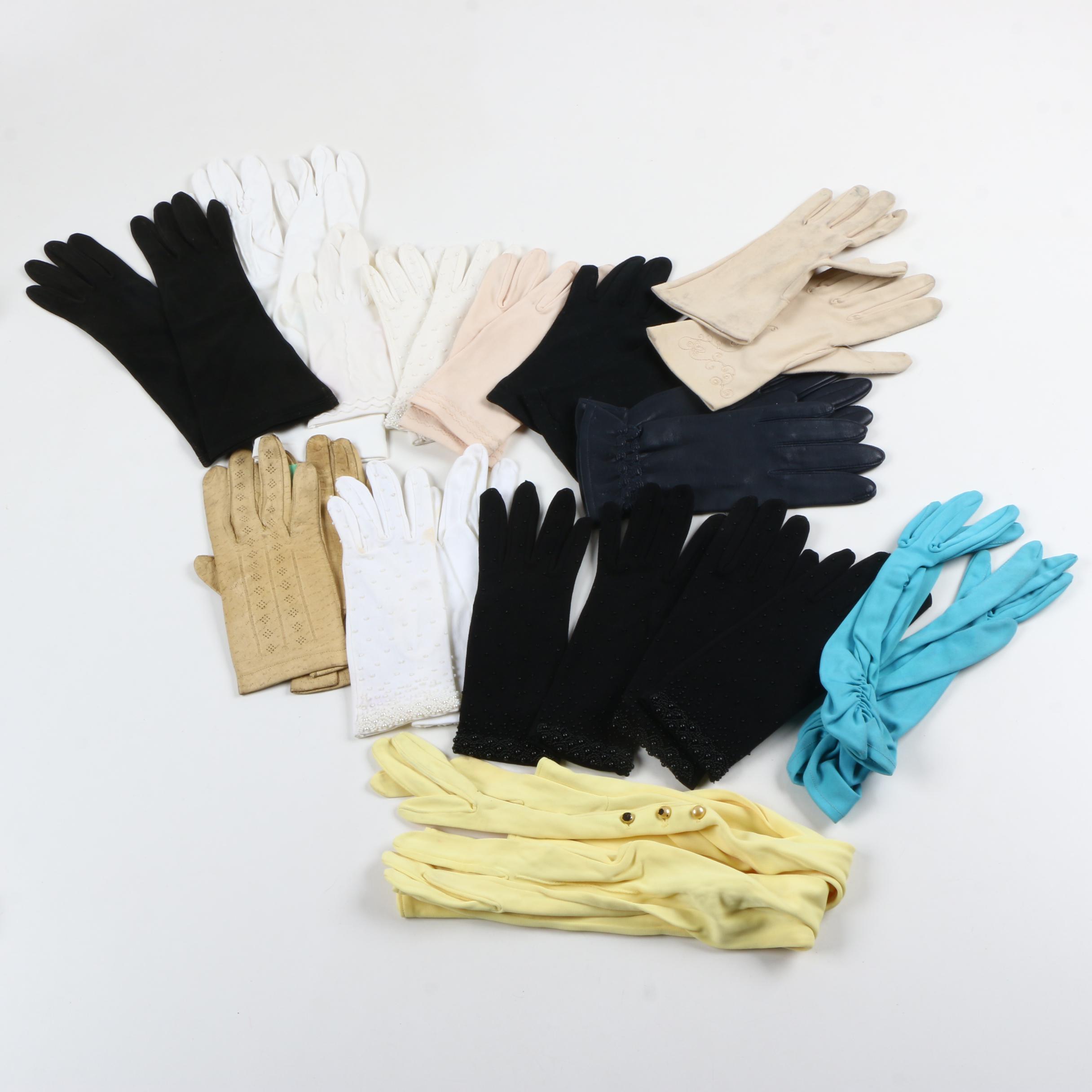 Women's Vintage Gloves Including Leather