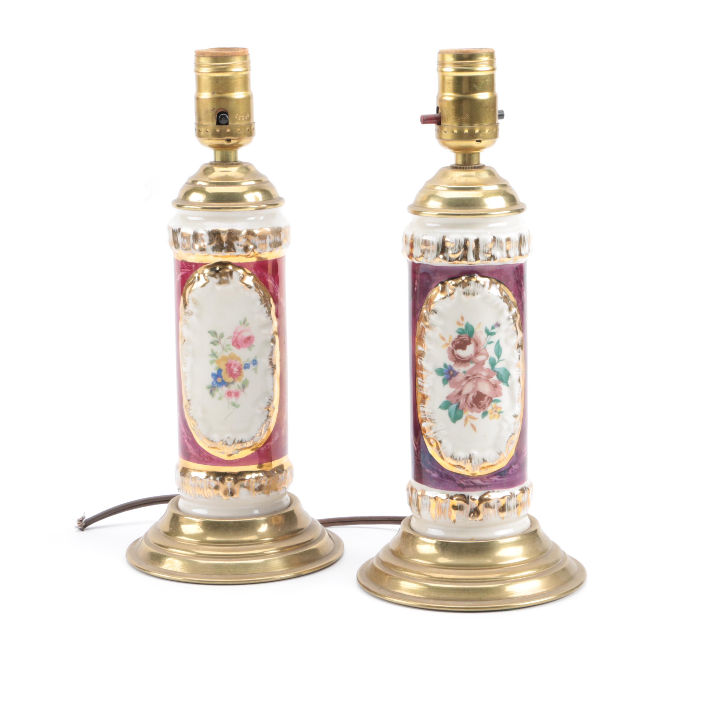 Ceramic and Brass Table Lamps