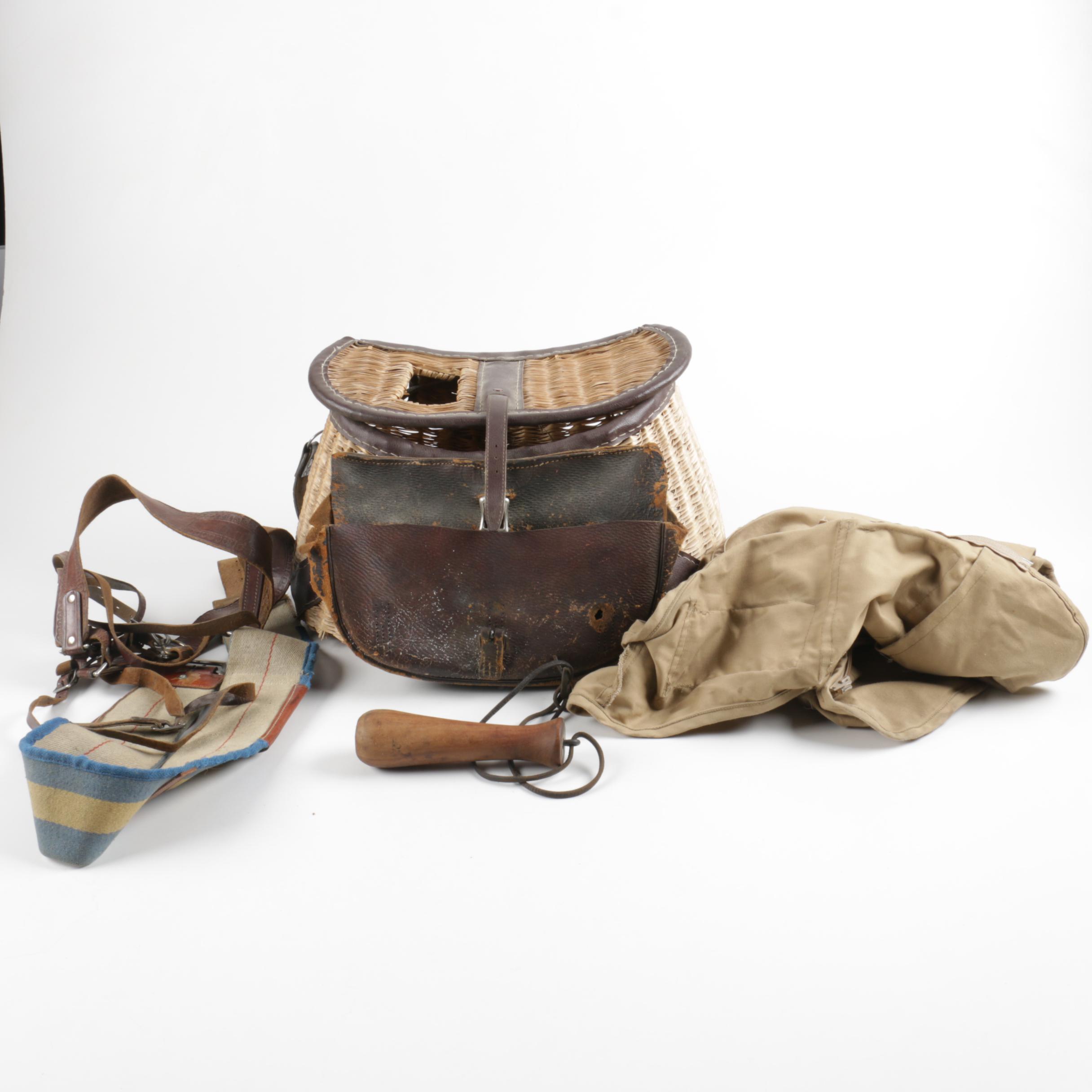 Vintage Fisherman's Basket and Vest