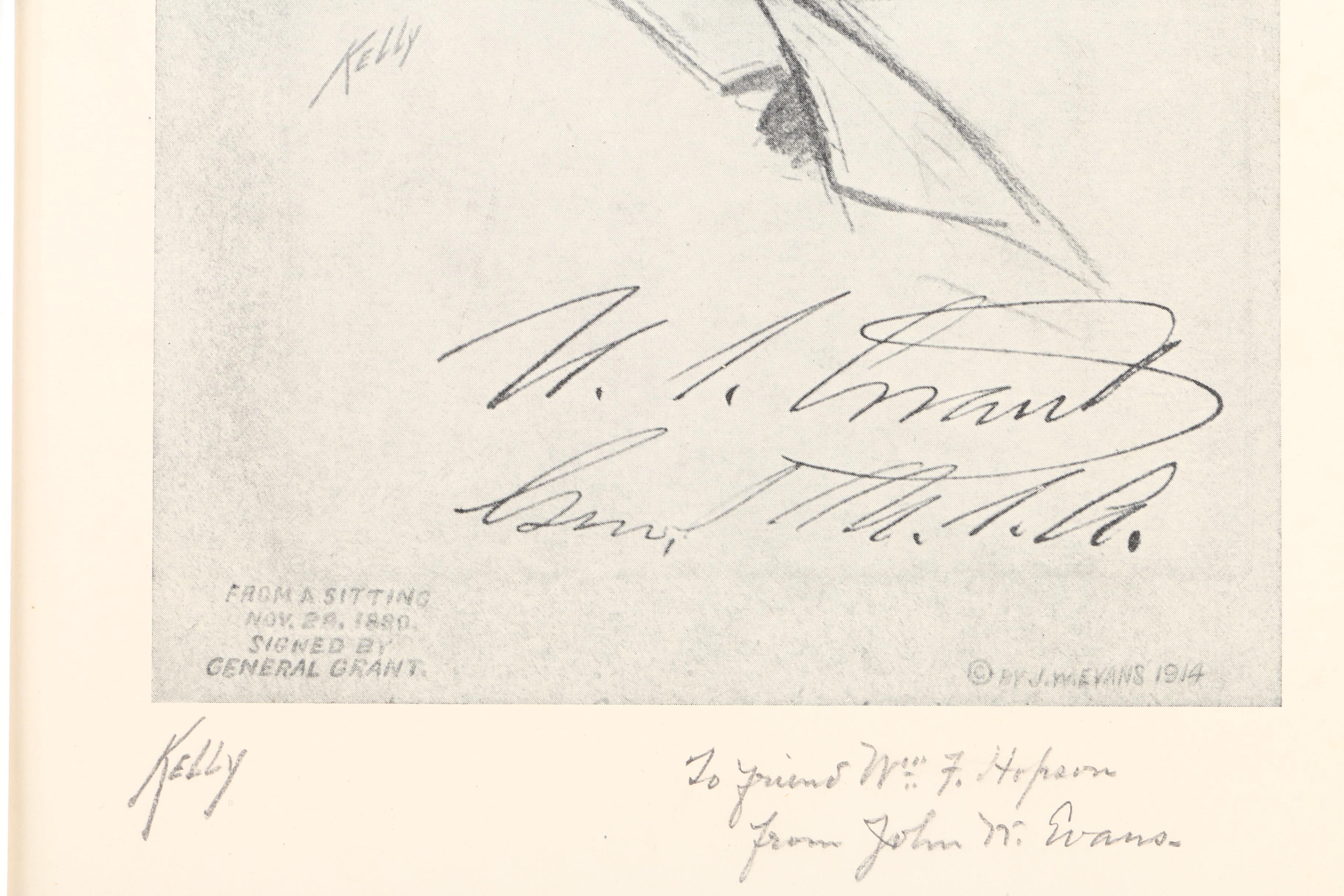 J. W. Evans Halftone Reproduction Print on Paper of Ulysses S. Grant