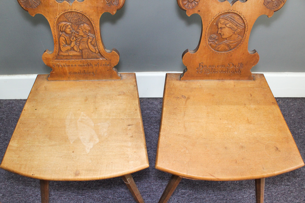 Antique South German Beech Fratzenstühle