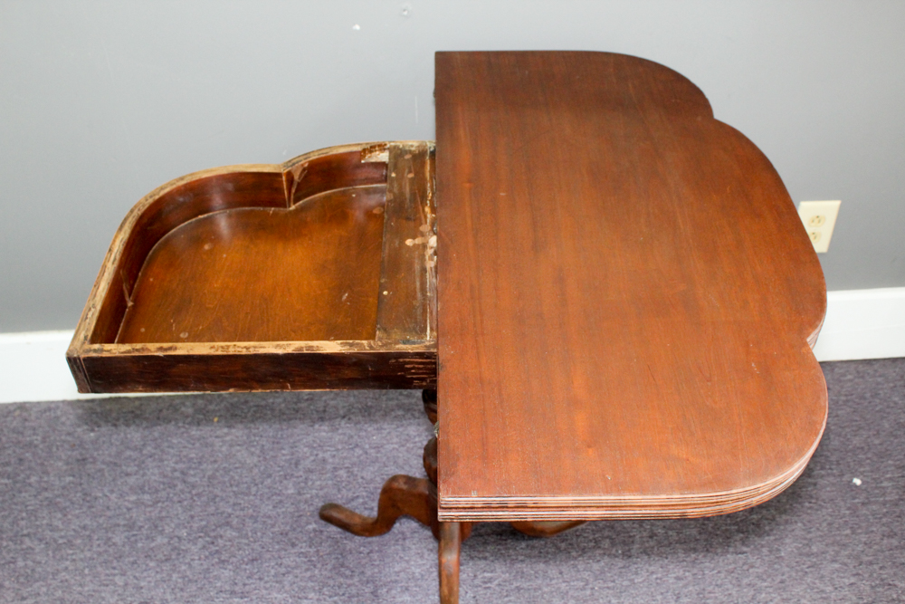 Antique Game Table with Hidden Drawer