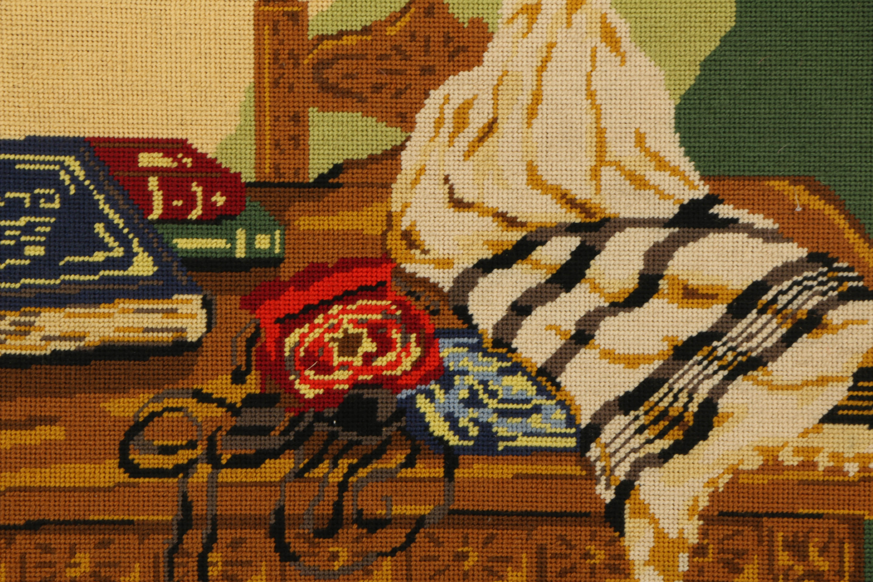 Needle Point Still Life of Judaica