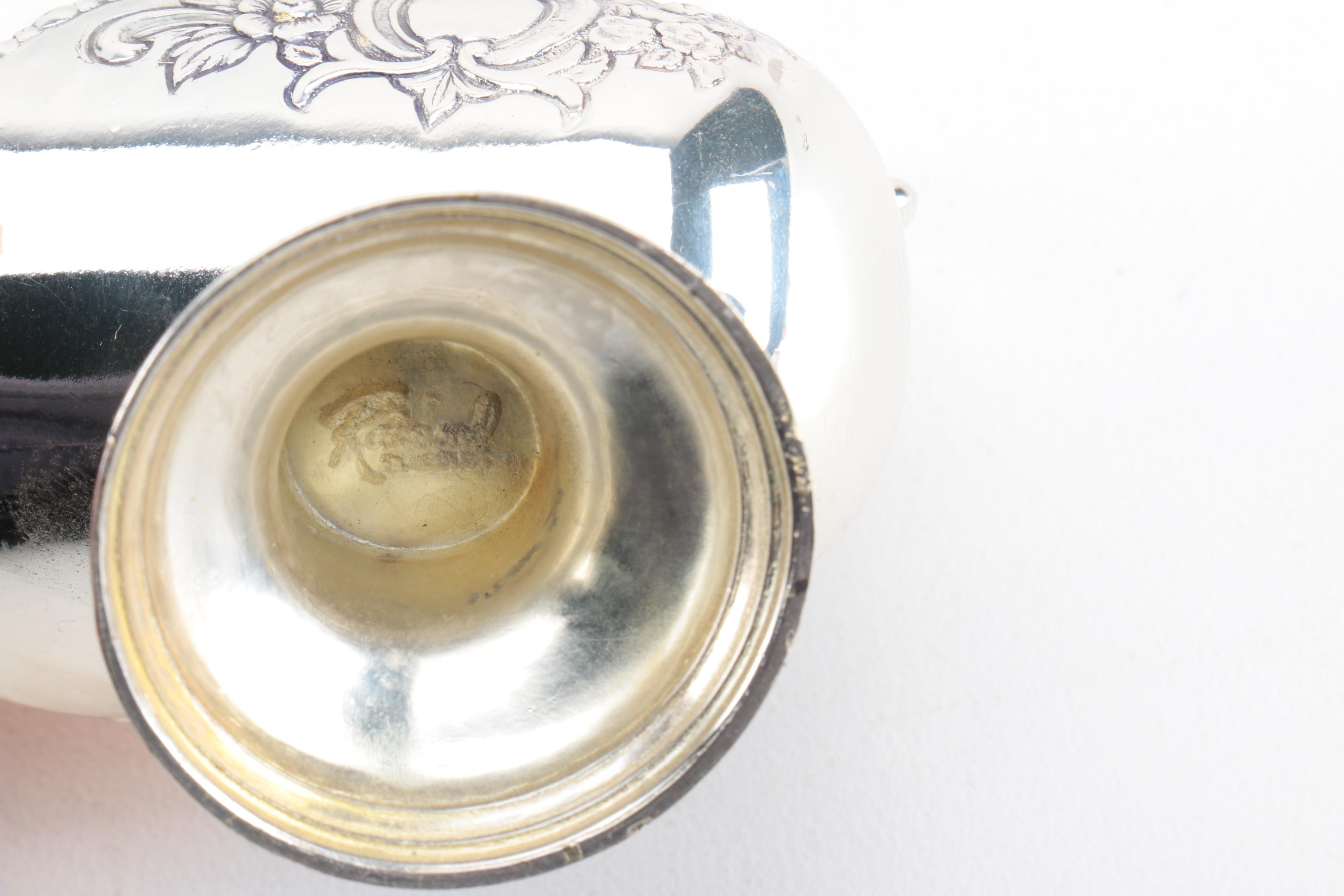 Raimond Silver Plate Salt Cellars with Lead and Copper Sugar Bowl and Creamer