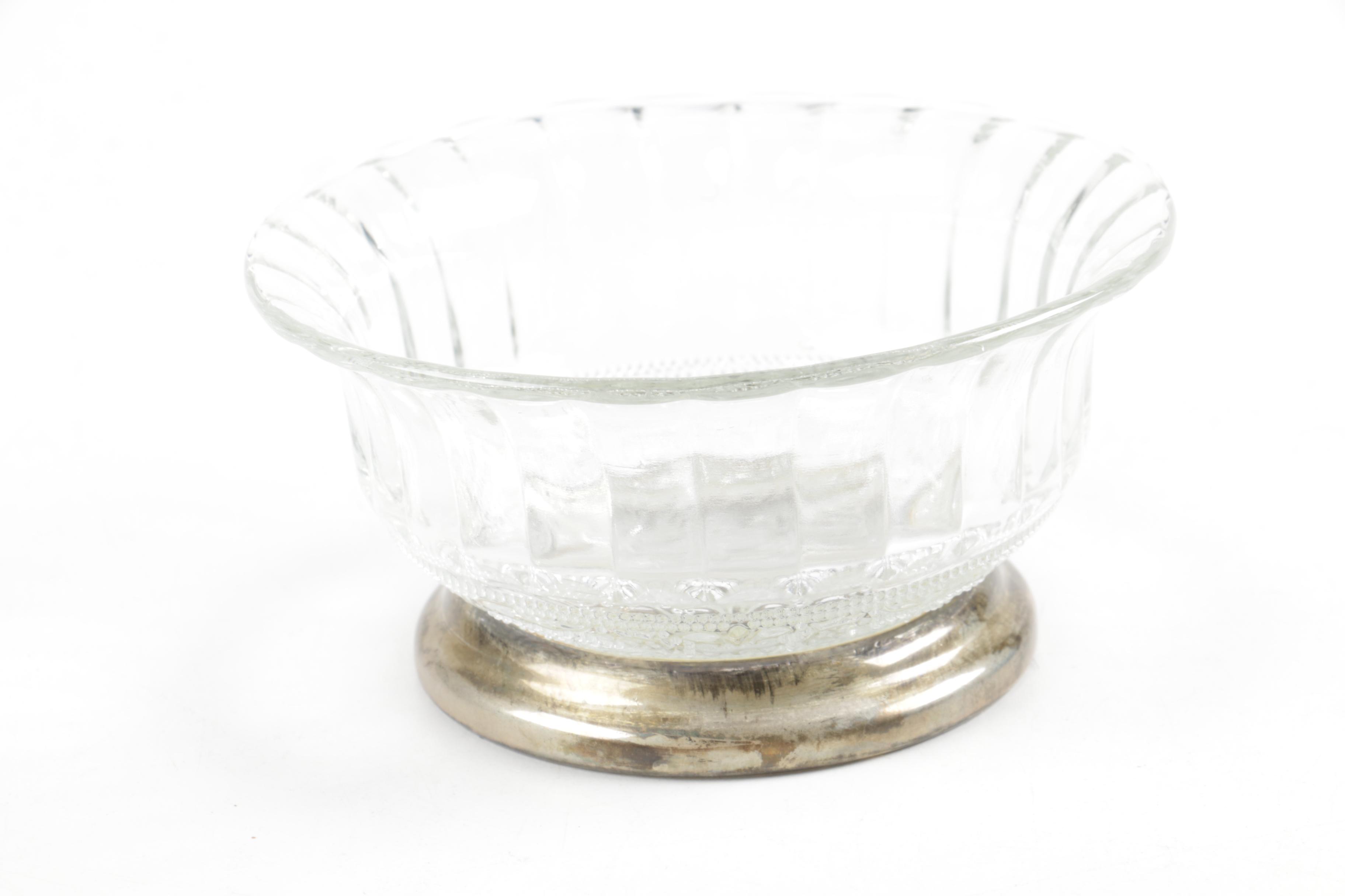 Sheffield Silver Co. Silver Plate Shell Centerpiece and Glass Bowl