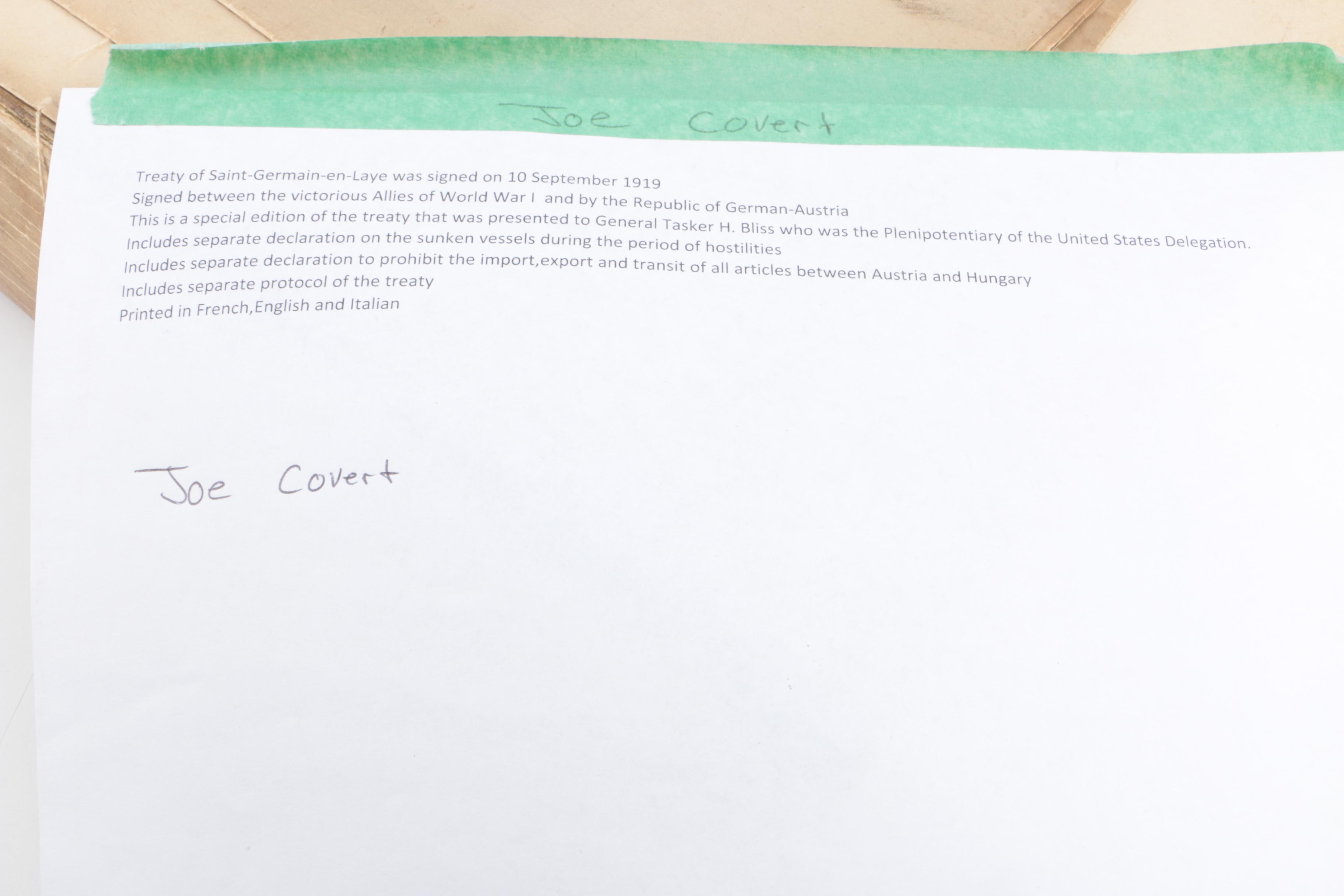 Copy of the Treaty of Saint-Germain-en-Laye