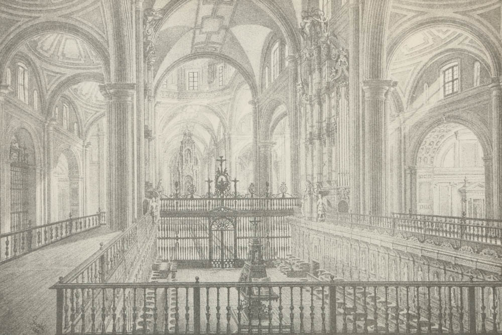 Reproduction Print After Pietro Gualdi "Interior de la Catedral de Mexico"