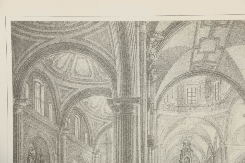 Reproduction Print After Pietro Gualdi "Interior de la Catedral de Mexico"