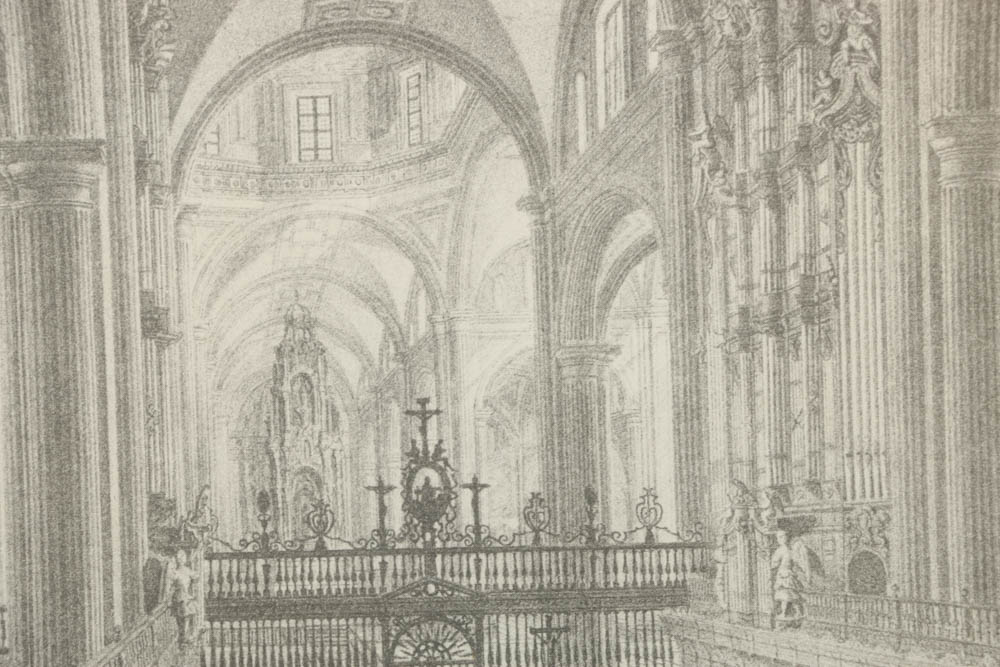 Reproduction Print After Pietro Gualdi "Interior de la Catedral de Mexico"