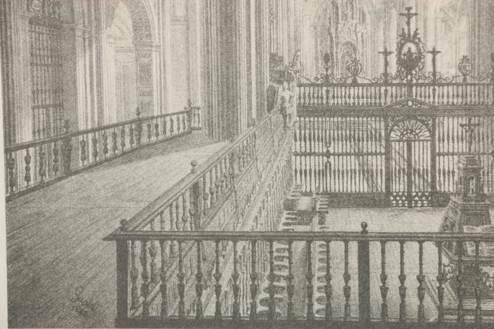 Reproduction Print After Pietro Gualdi "Interior de la Catedral de Mexico"