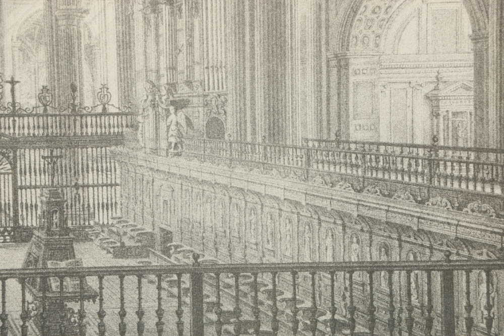 Reproduction Print After Pietro Gualdi "Interior de la Catedral de Mexico"