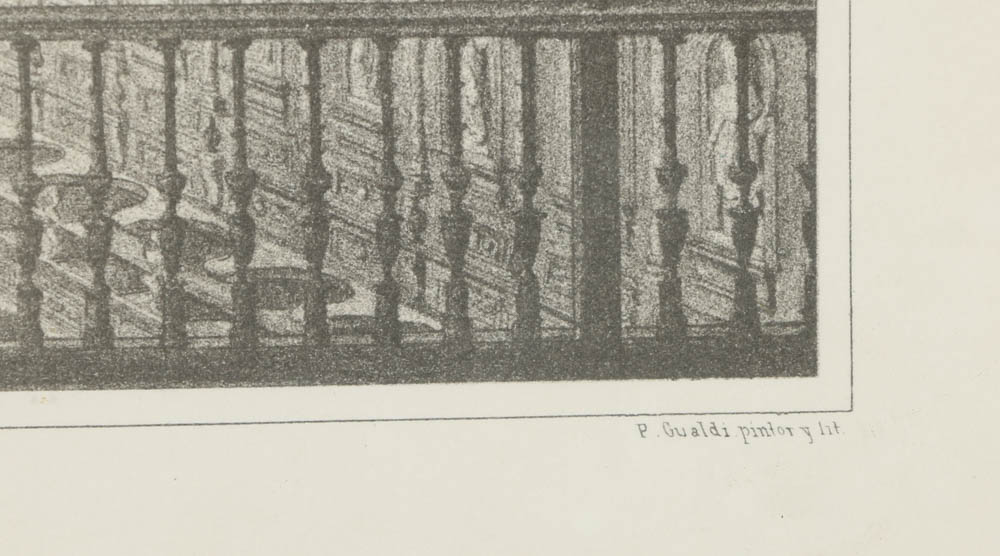 Reproduction Print After Pietro Gualdi "Interior de la Catedral de Mexico"