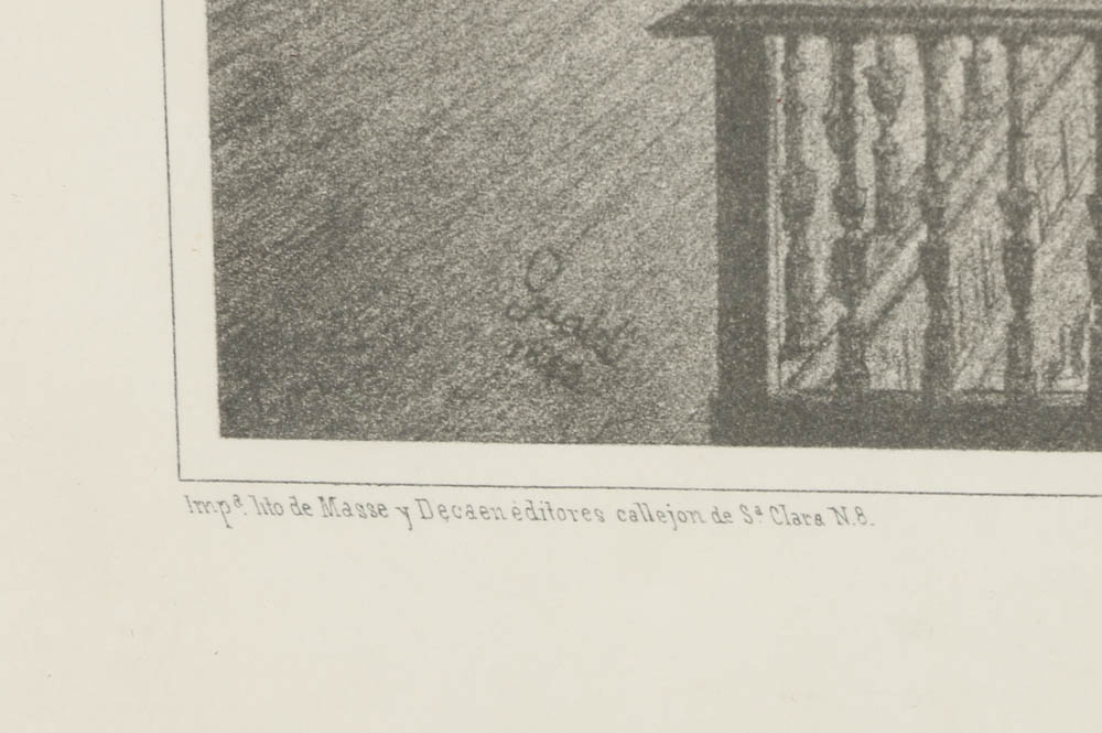 Reproduction Print After Pietro Gualdi "Interior de la Catedral de Mexico"