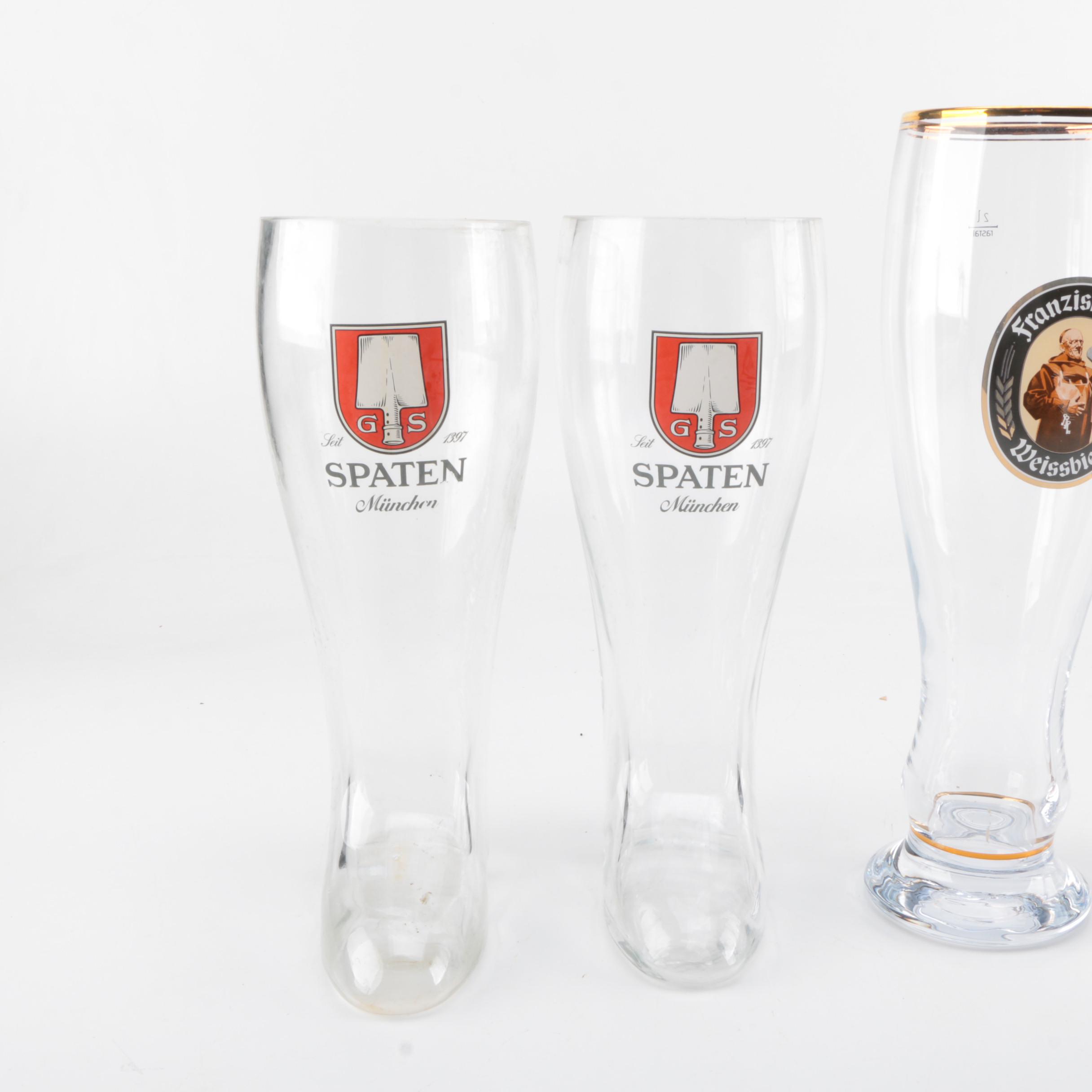German Franziskaner Weissbier and Spaten Boot Beer Glasses