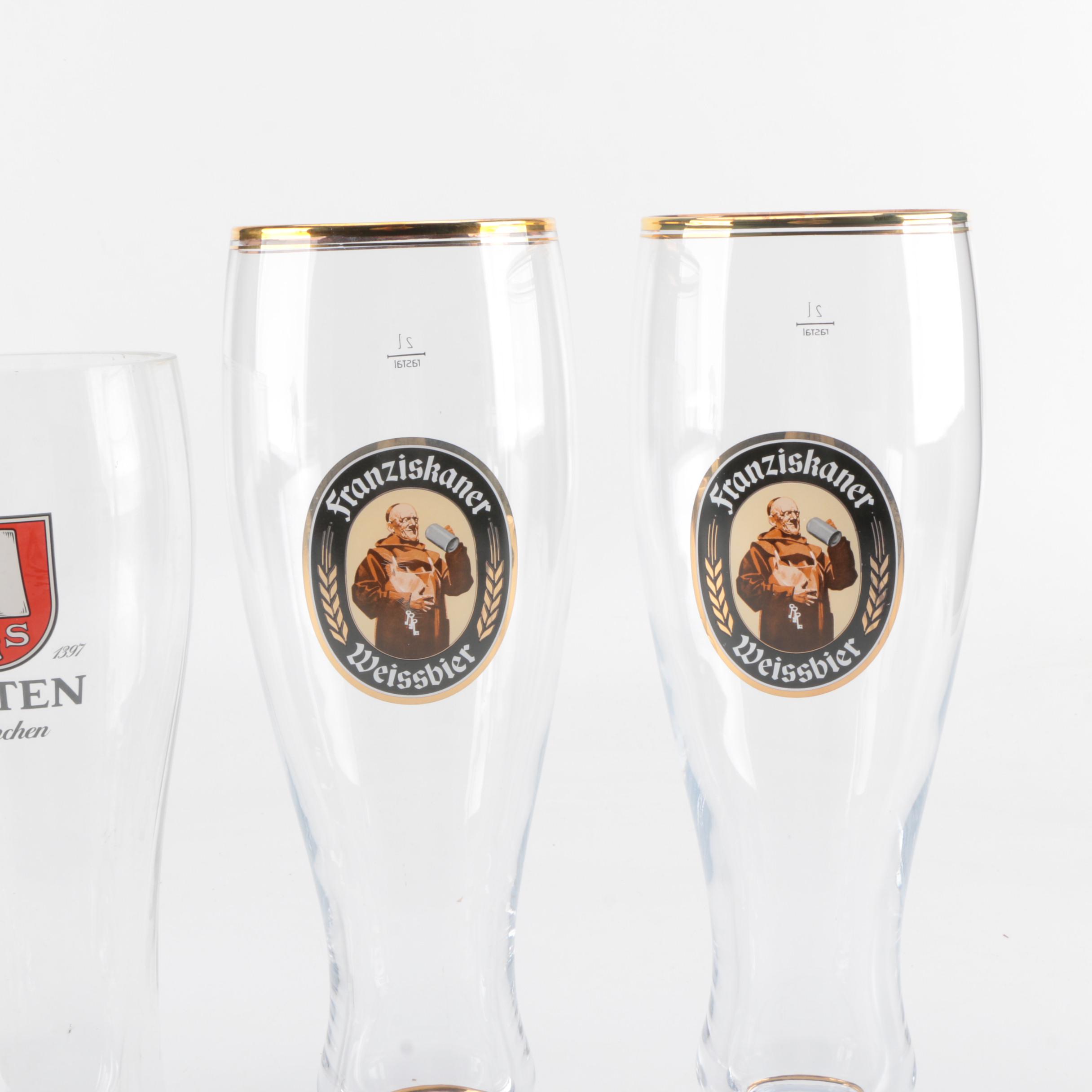 German Franziskaner Weissbier and Spaten Boot Beer Glasses