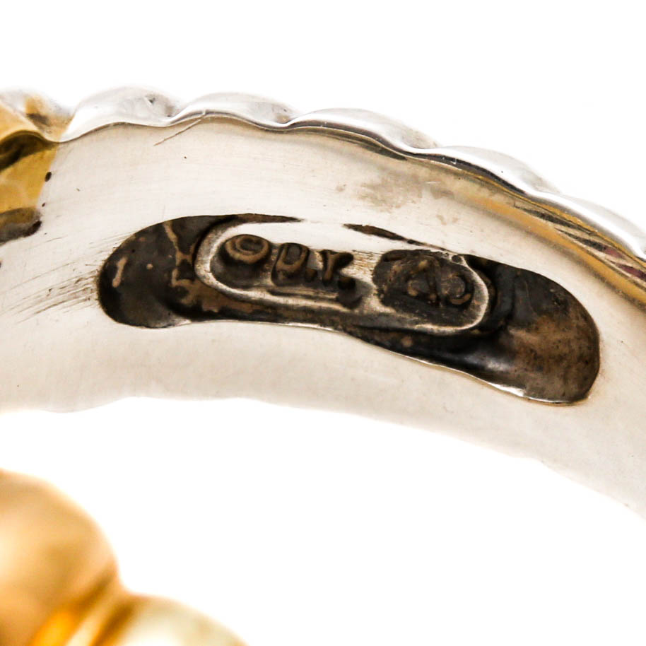 David Yurman Sterling Silver and 14K Yellow Gold Pink Tourmaline Ring