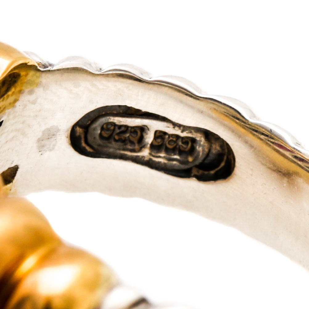 David Yurman Sterling Silver and 14K Yellow Gold Pink Tourmaline Ring