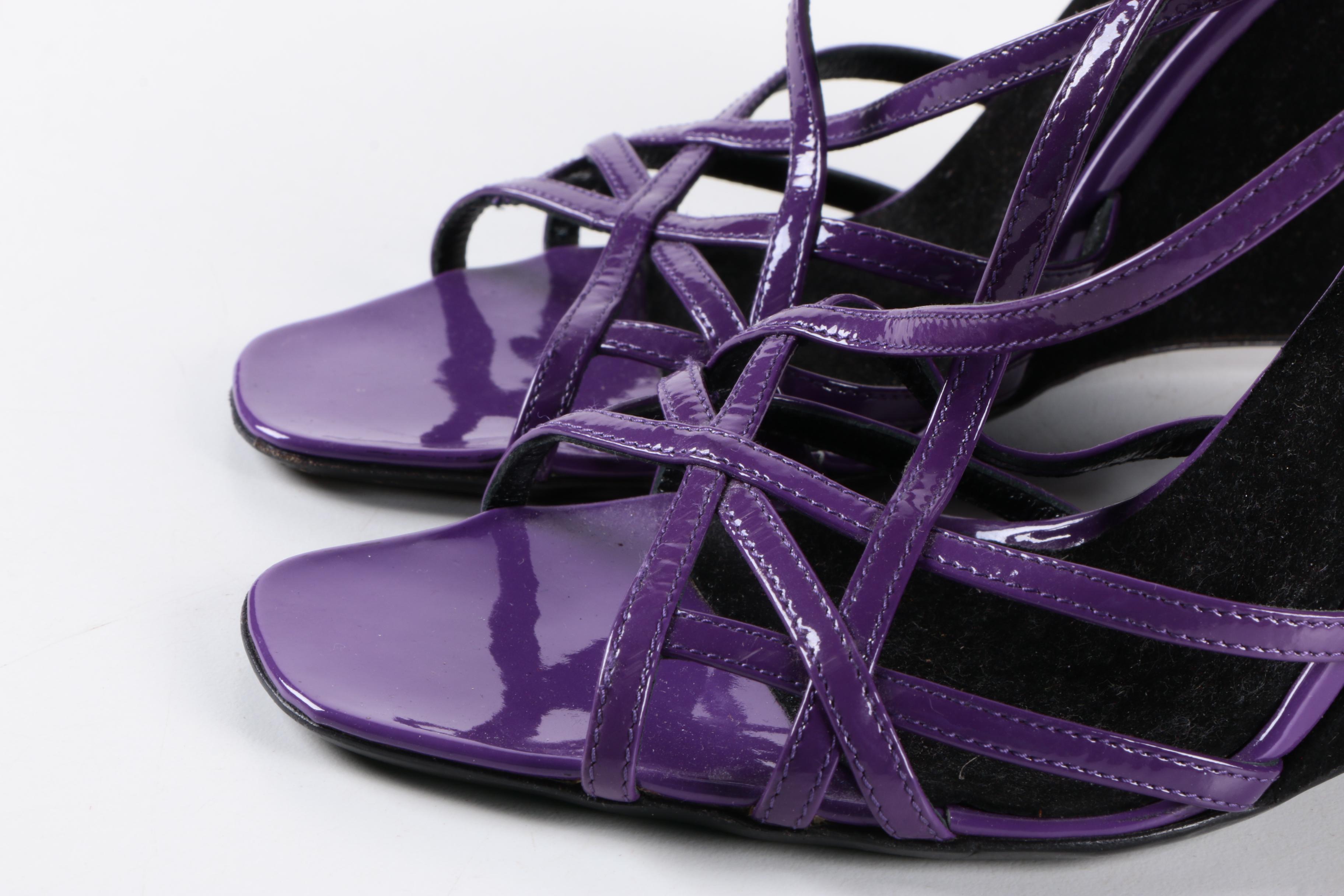 Prada Purple Patent Leather Wedges