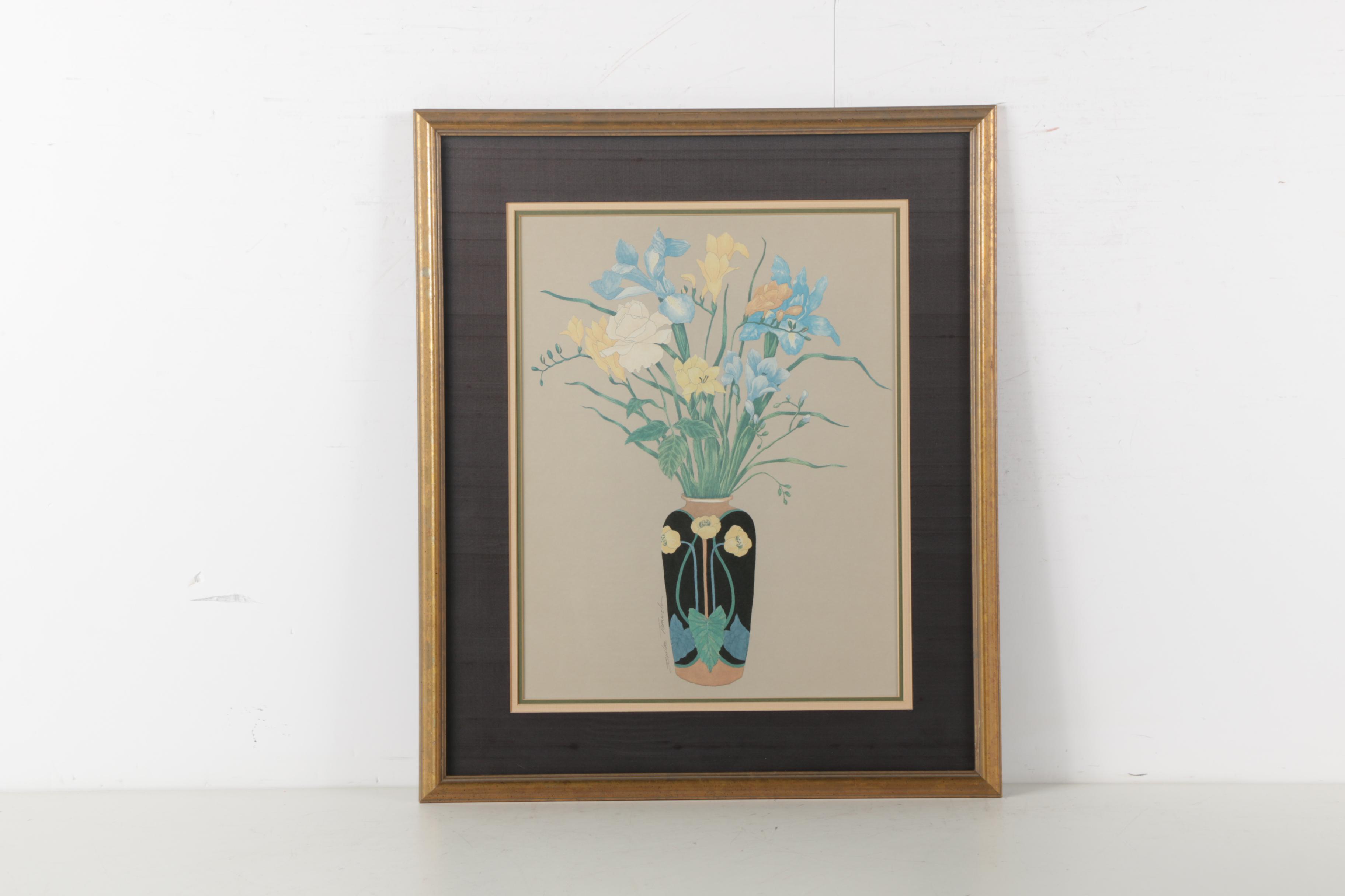 Mechanical Prints on Paper of Floral Bouquets