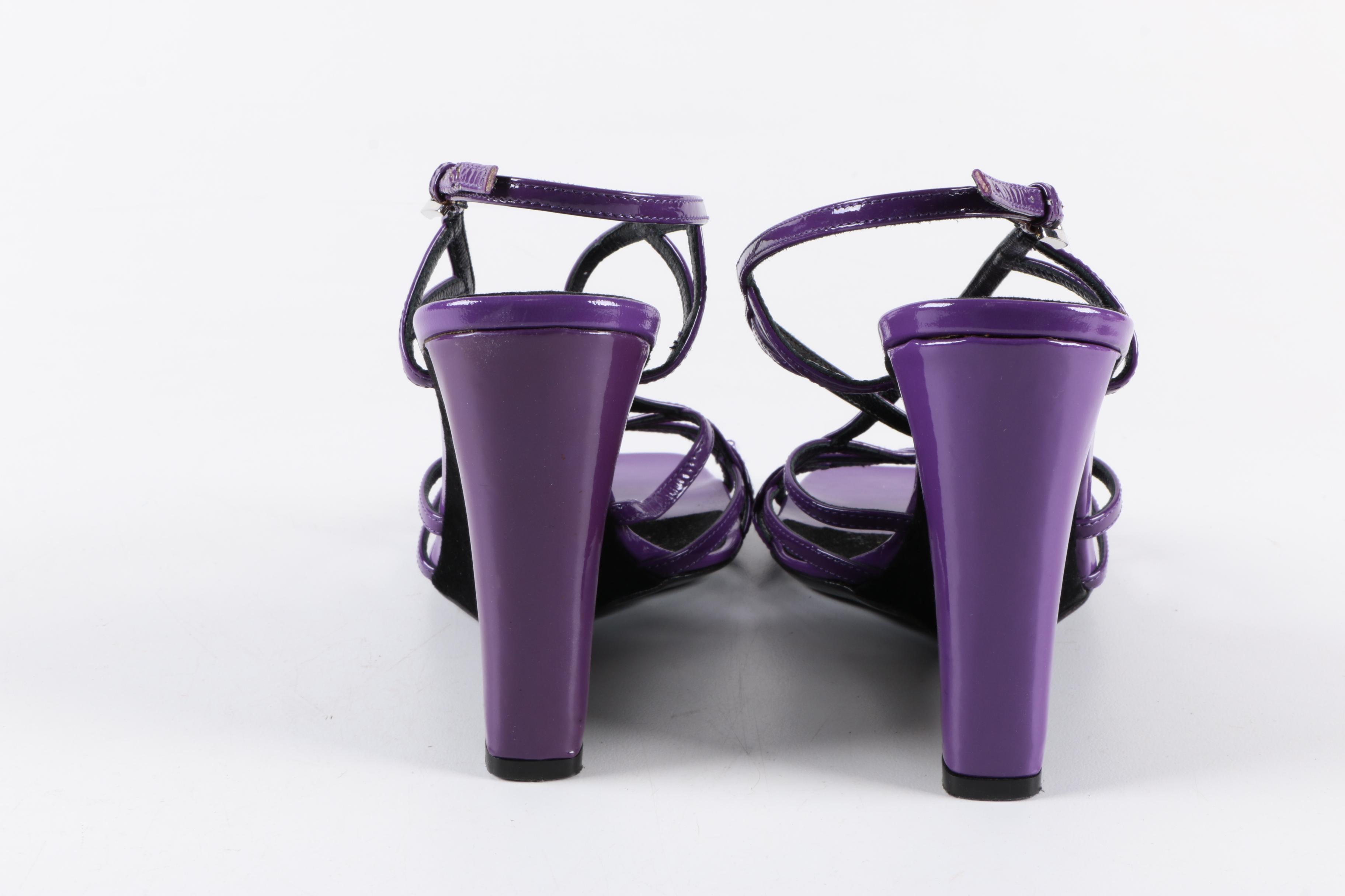 Prada Purple Patent Leather Wedges