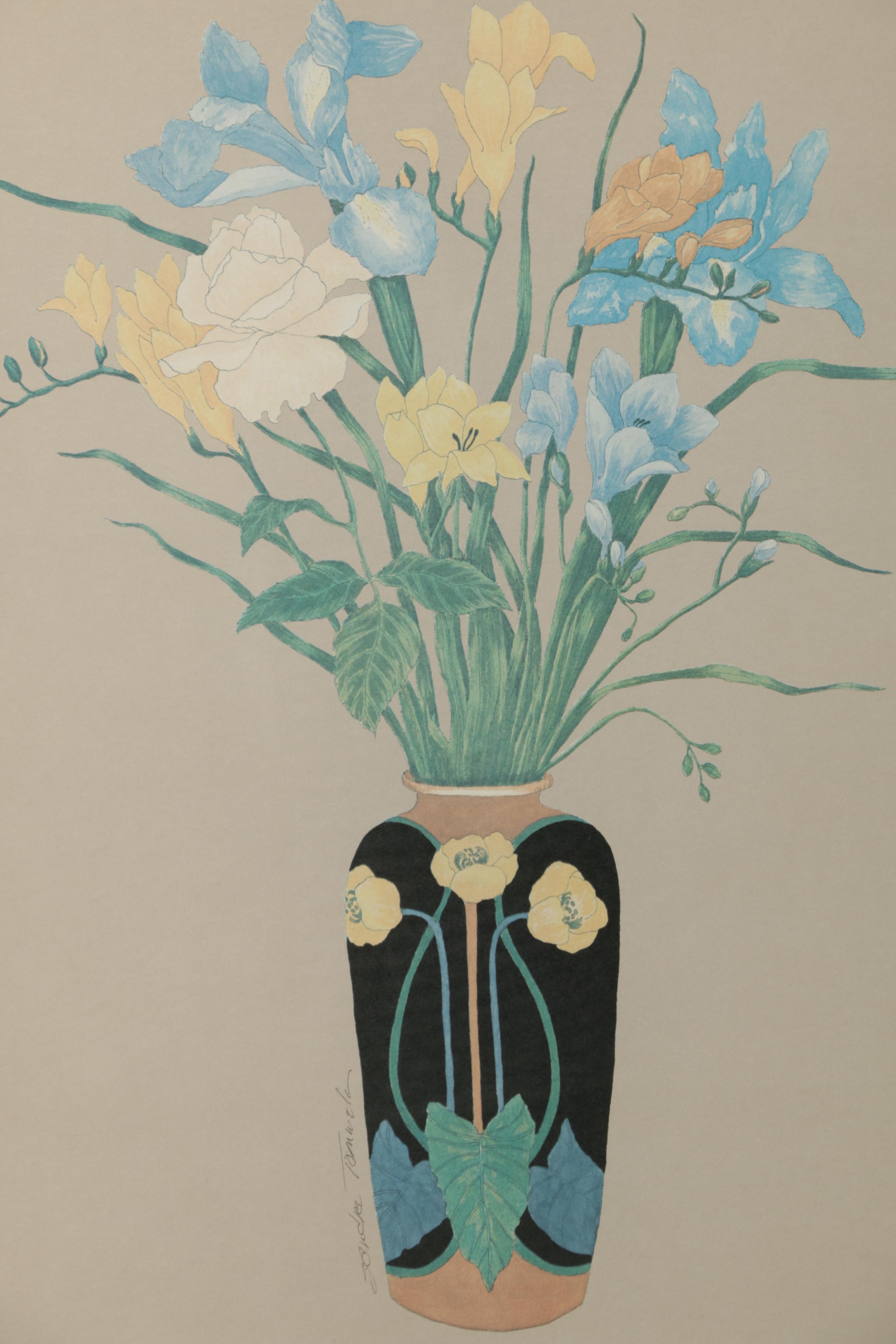 Mechanical Prints on Paper of Floral Bouquets