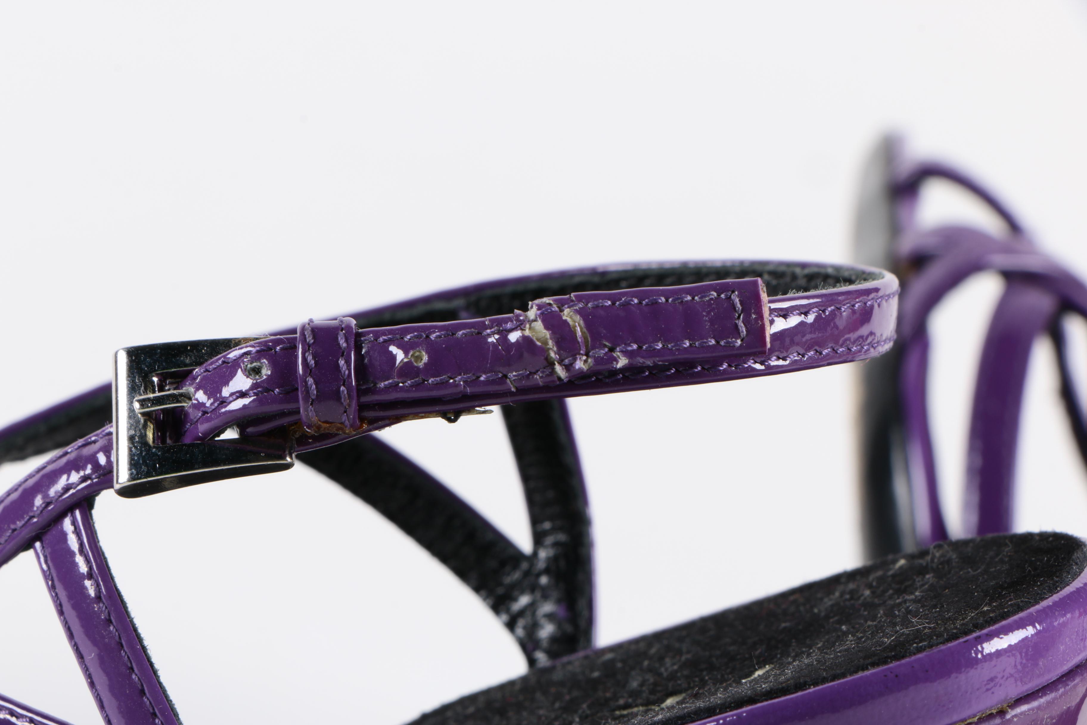 Prada Purple Patent Leather Wedges