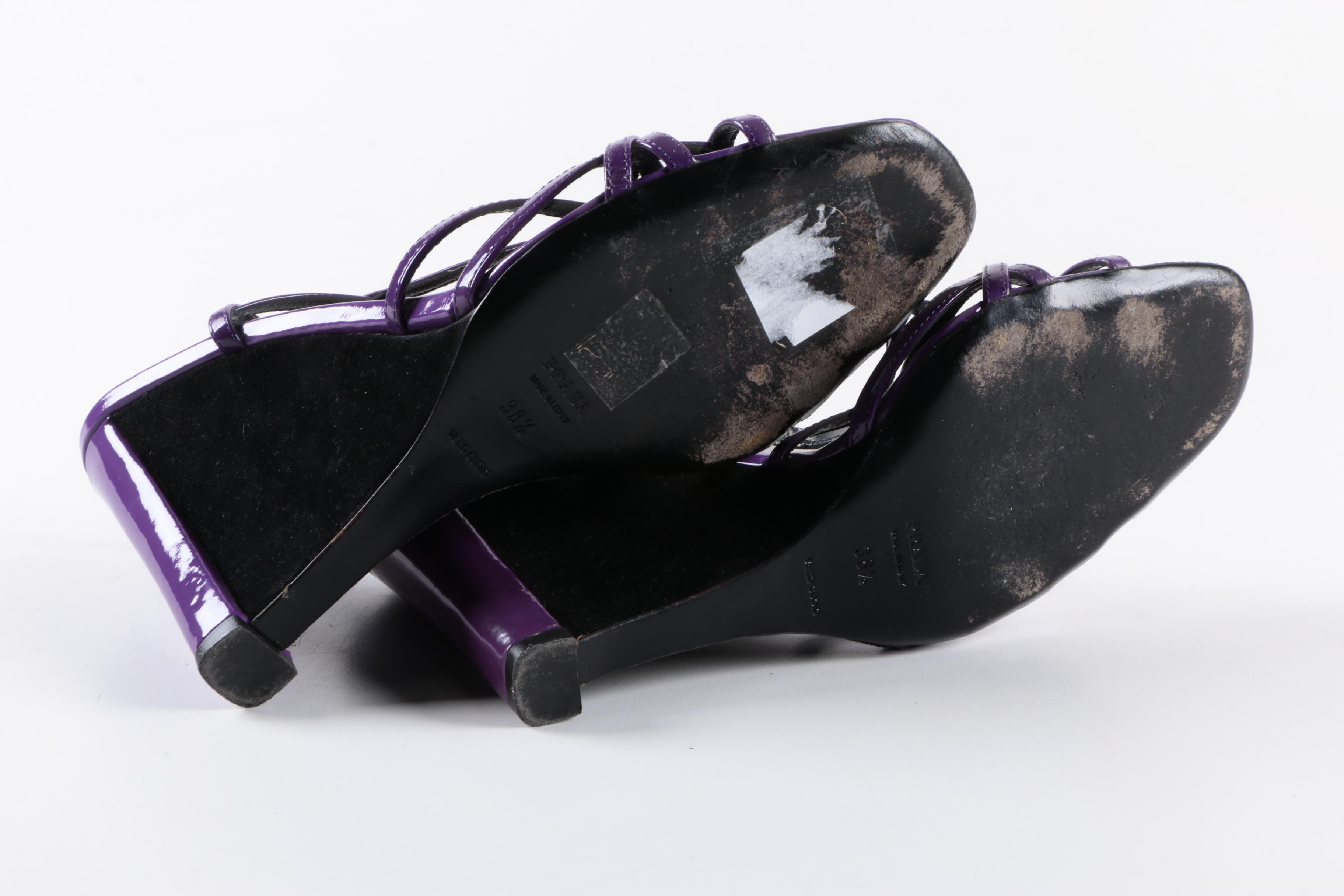 Prada Purple Patent Leather Wedges