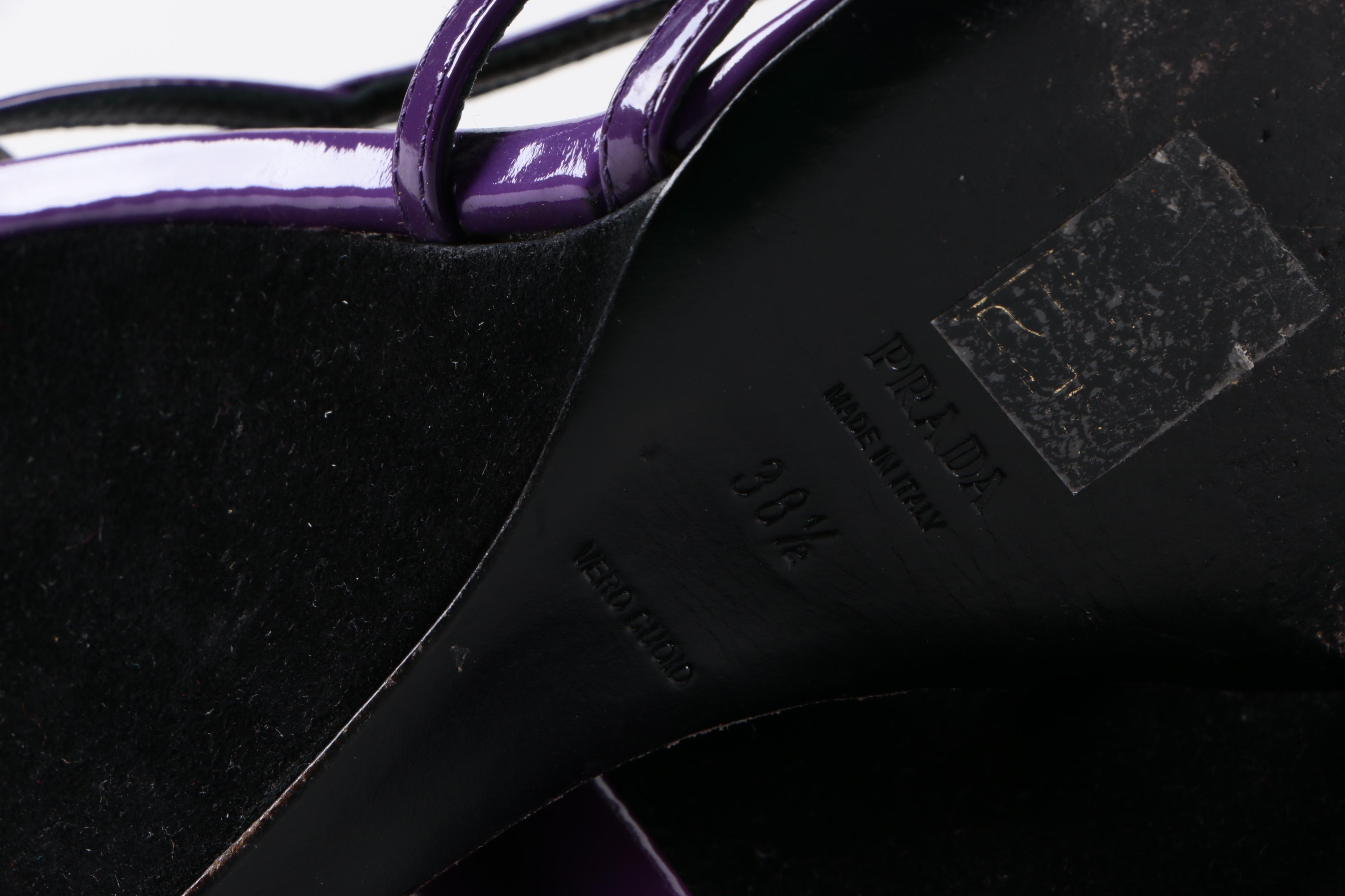 Prada Purple Patent Leather Wedges
