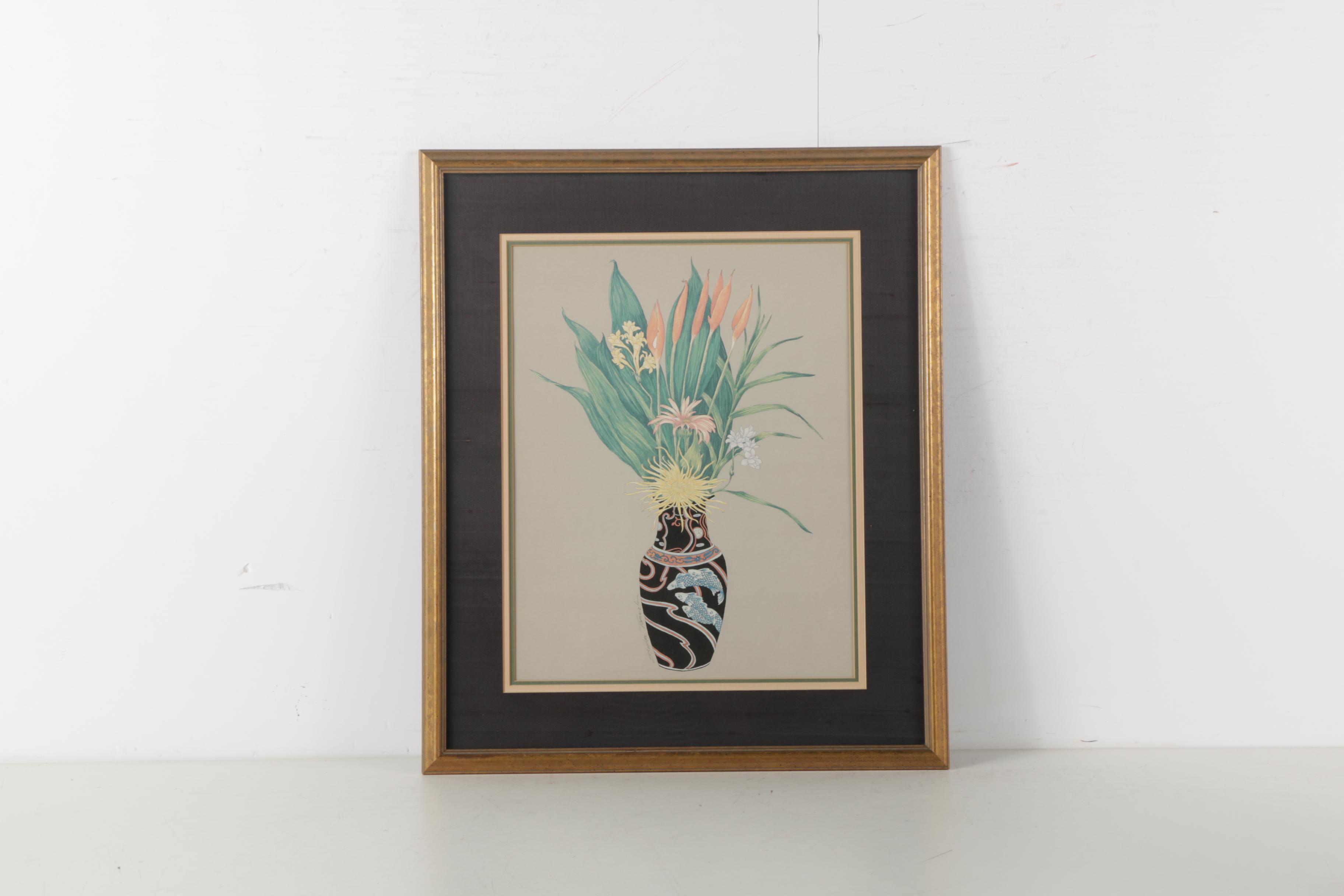 Mechanical Prints on Paper of Floral Bouquets
