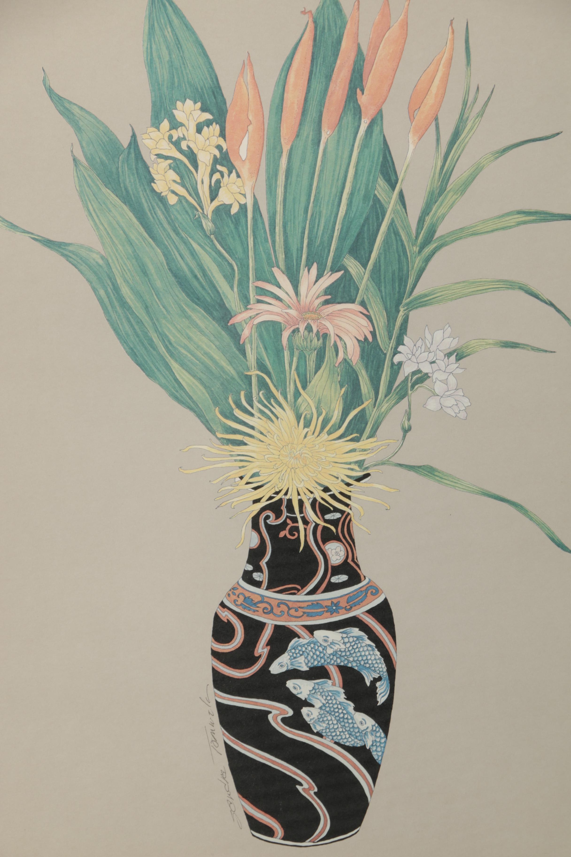 Mechanical Prints on Paper of Floral Bouquets