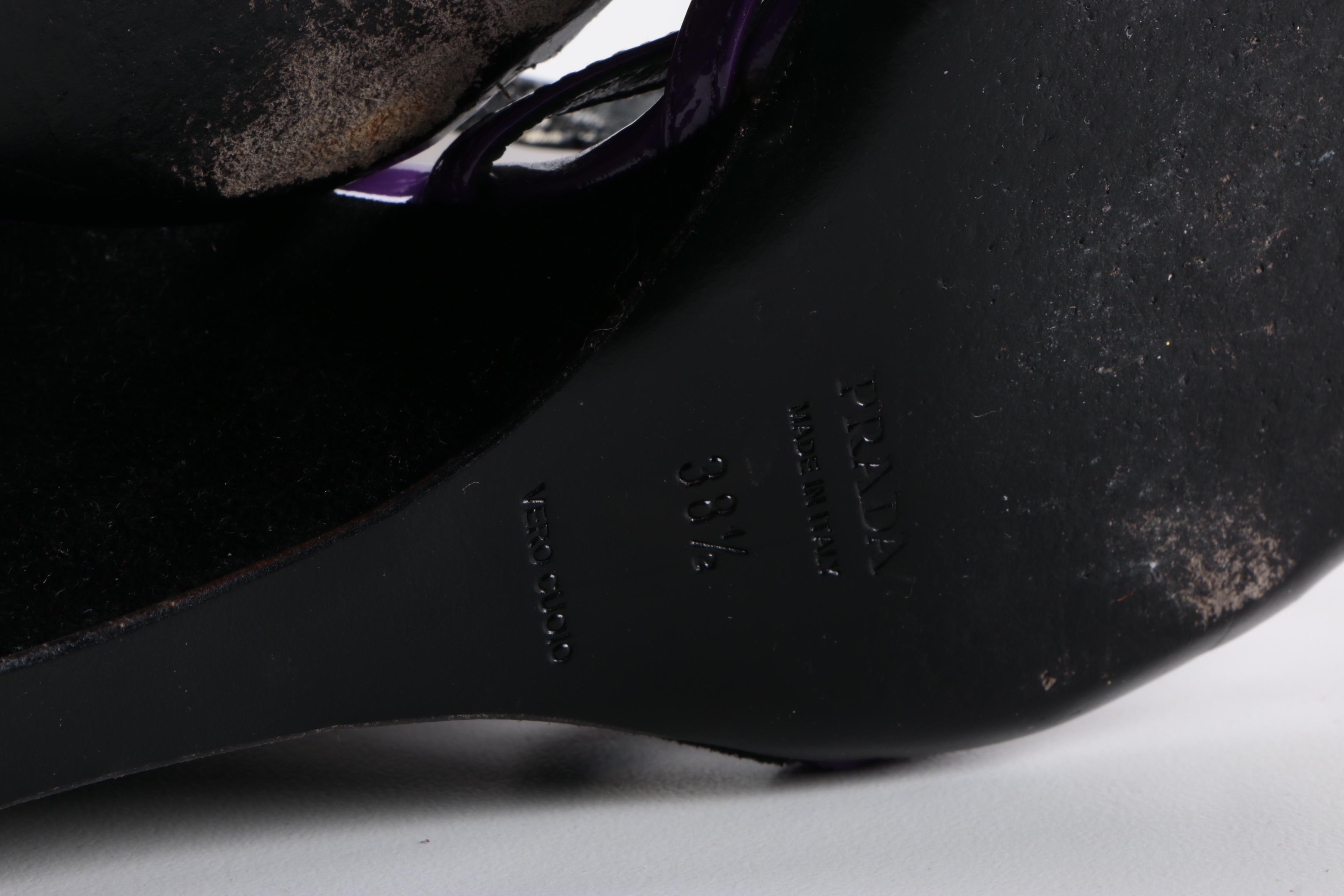 Prada Purple Patent Leather Wedges