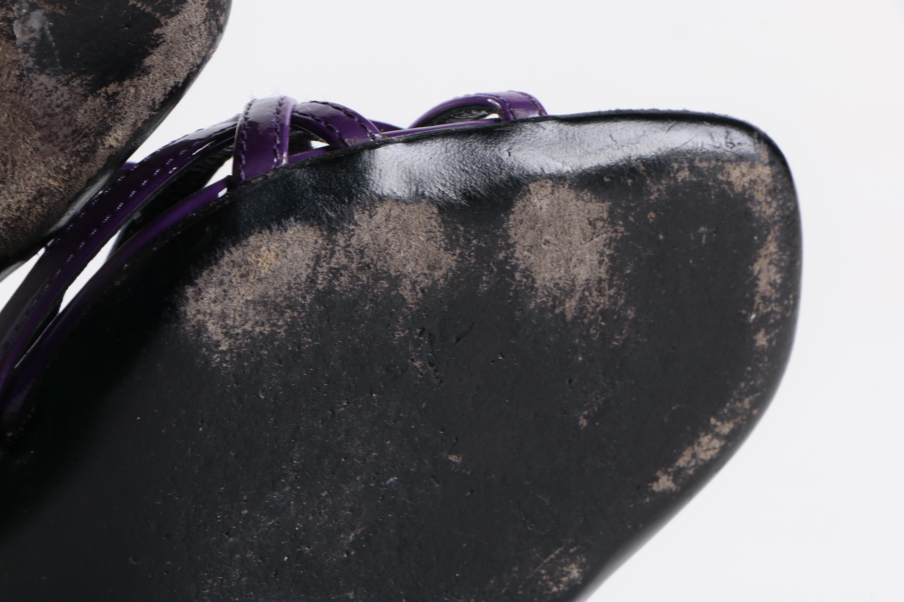 Prada Purple Patent Leather Wedges