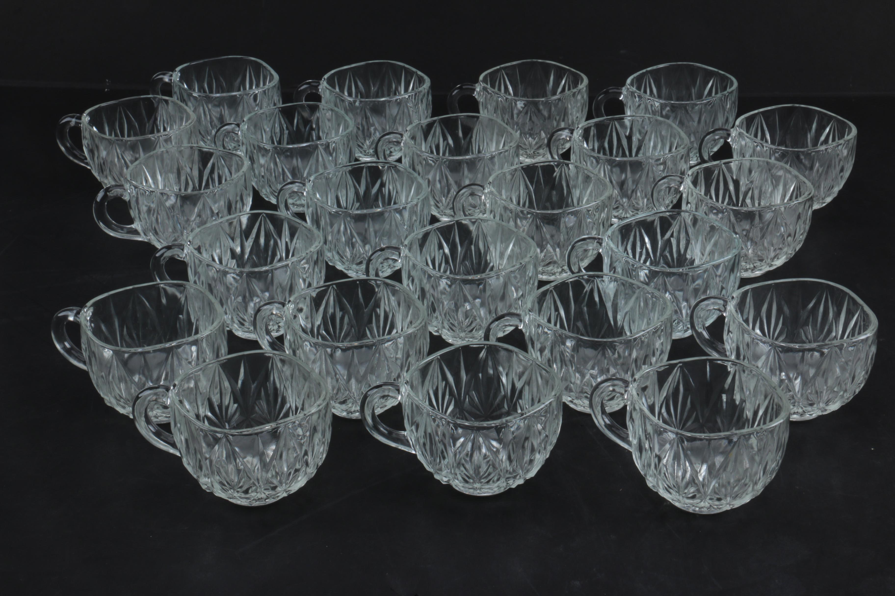 Vintage Cut Glass Punch Bowl Set