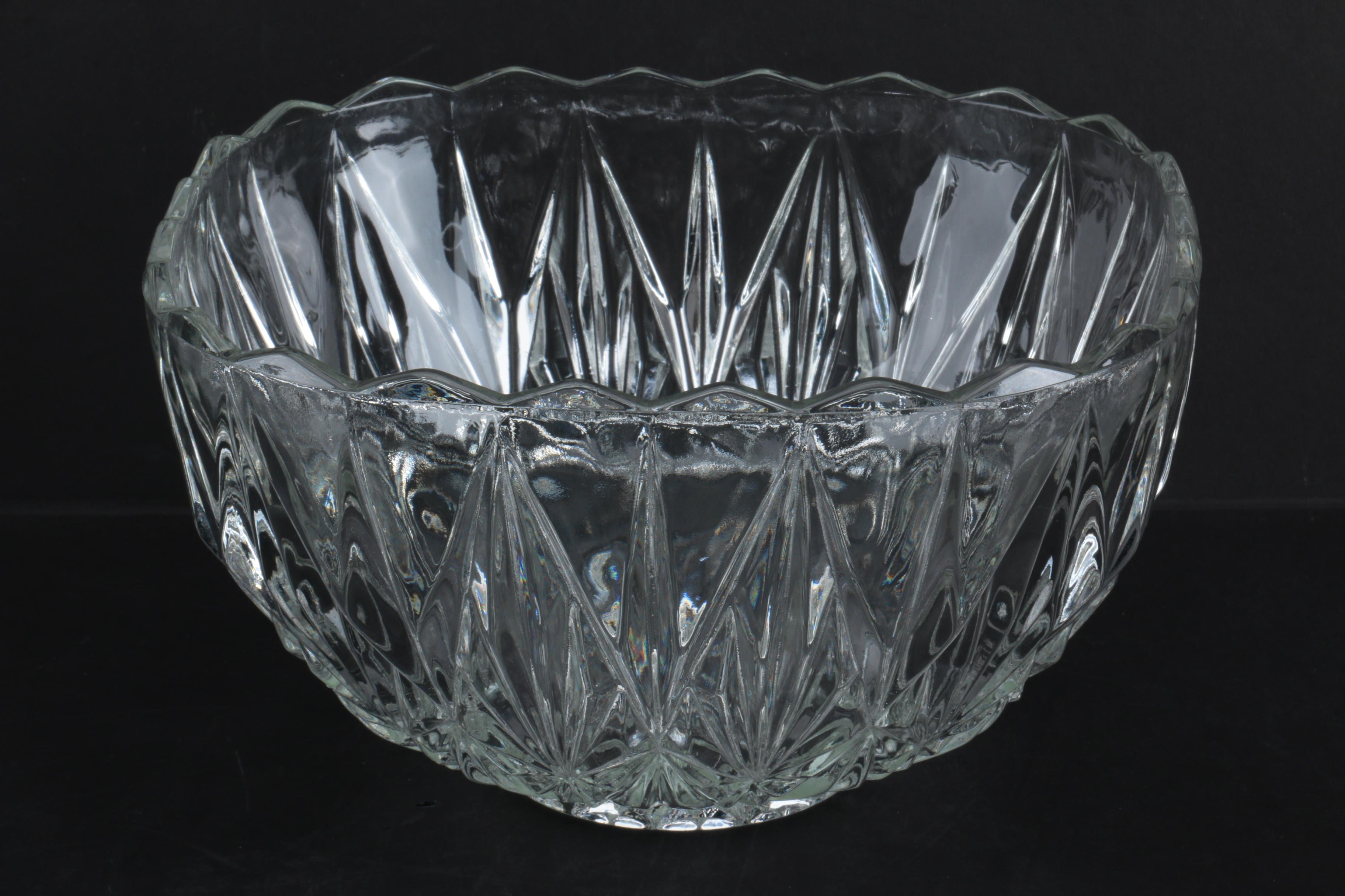 Vintage Cut Glass Punch Bowl Set