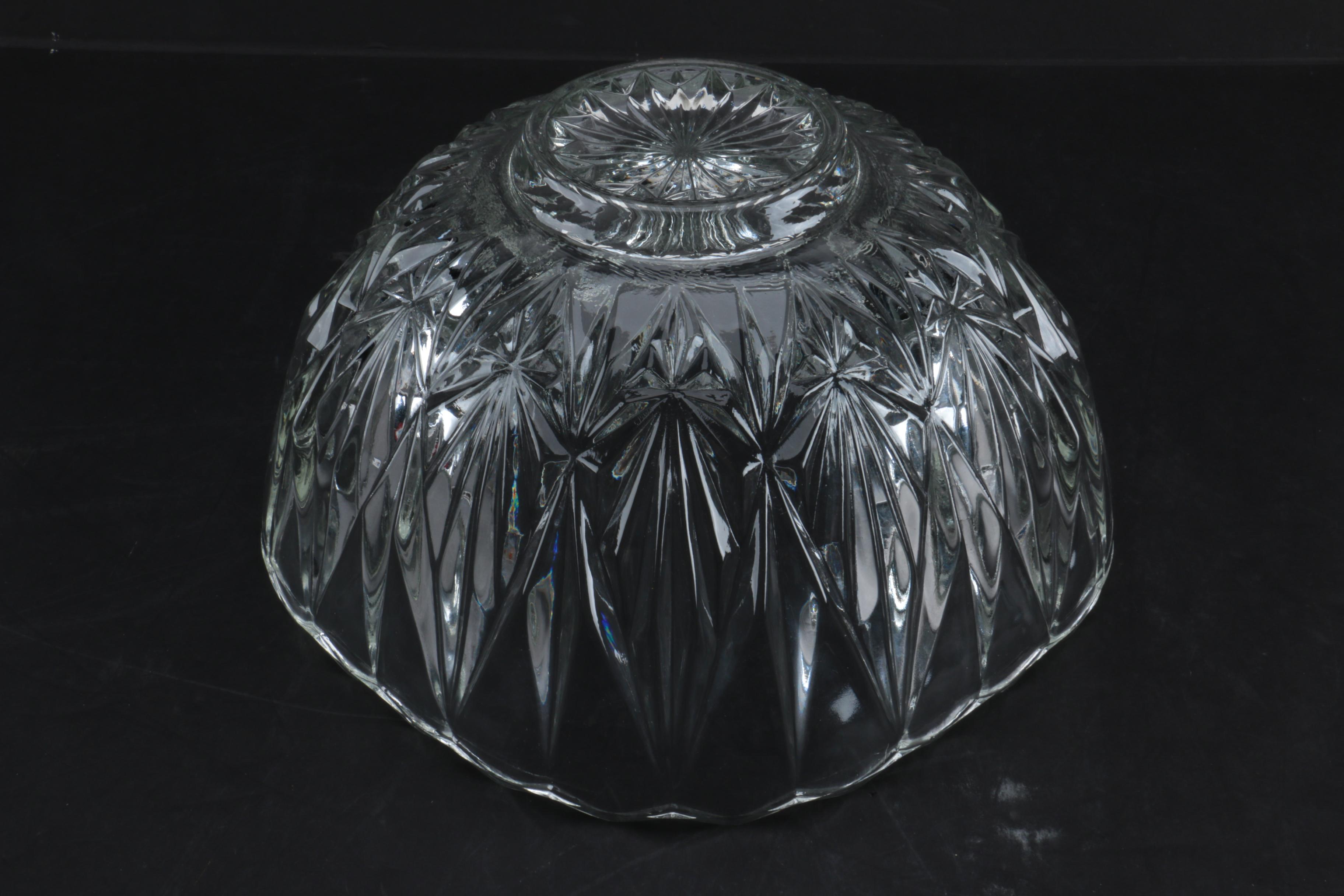 Vintage Cut Glass Punch Bowl Set