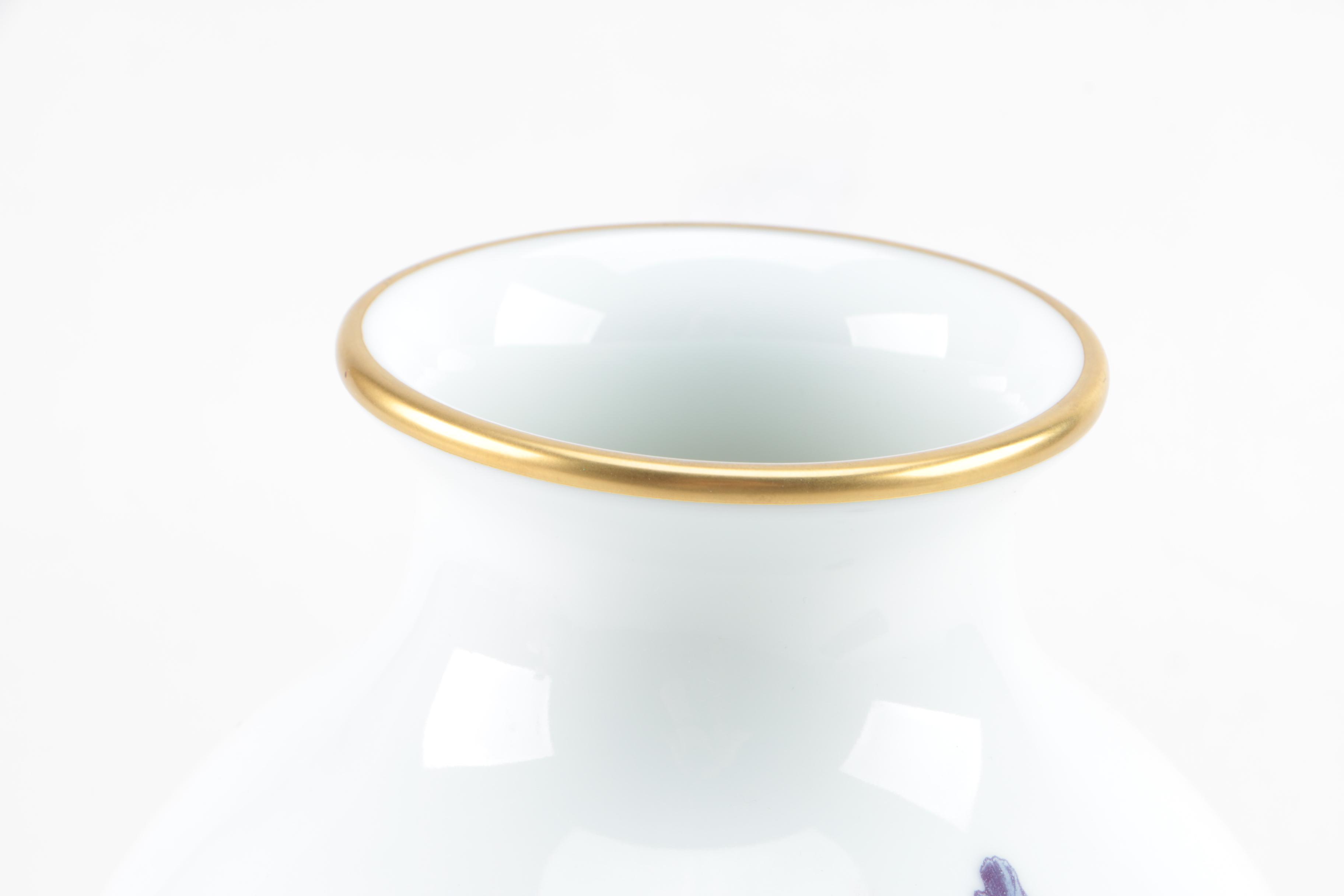 1980 Franklin Porcelain "The Meadowland Bird Vase" by Basil Ede