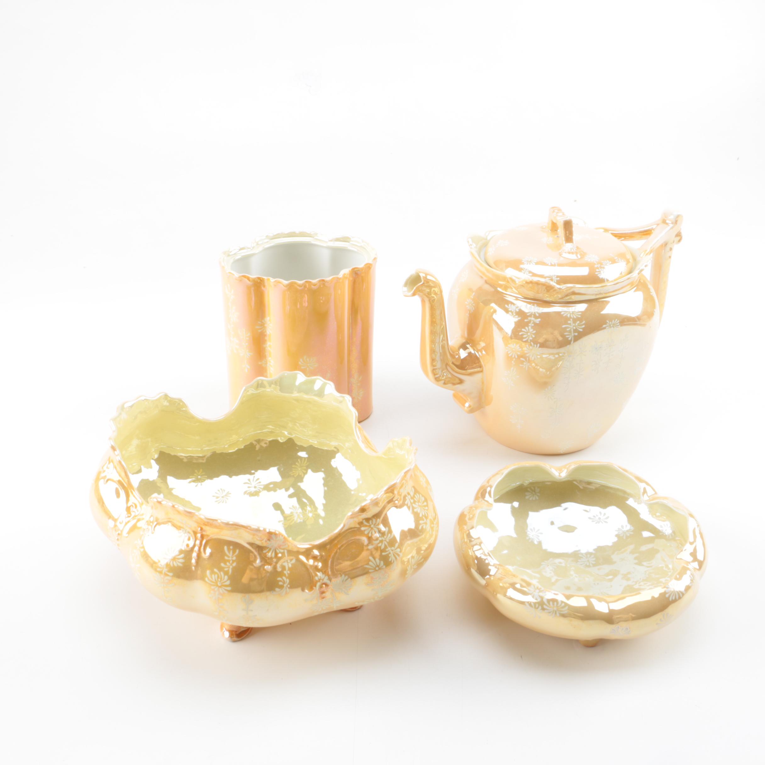 Orange Opalescent Porcelain Collection Including Tressemanes & Vogt