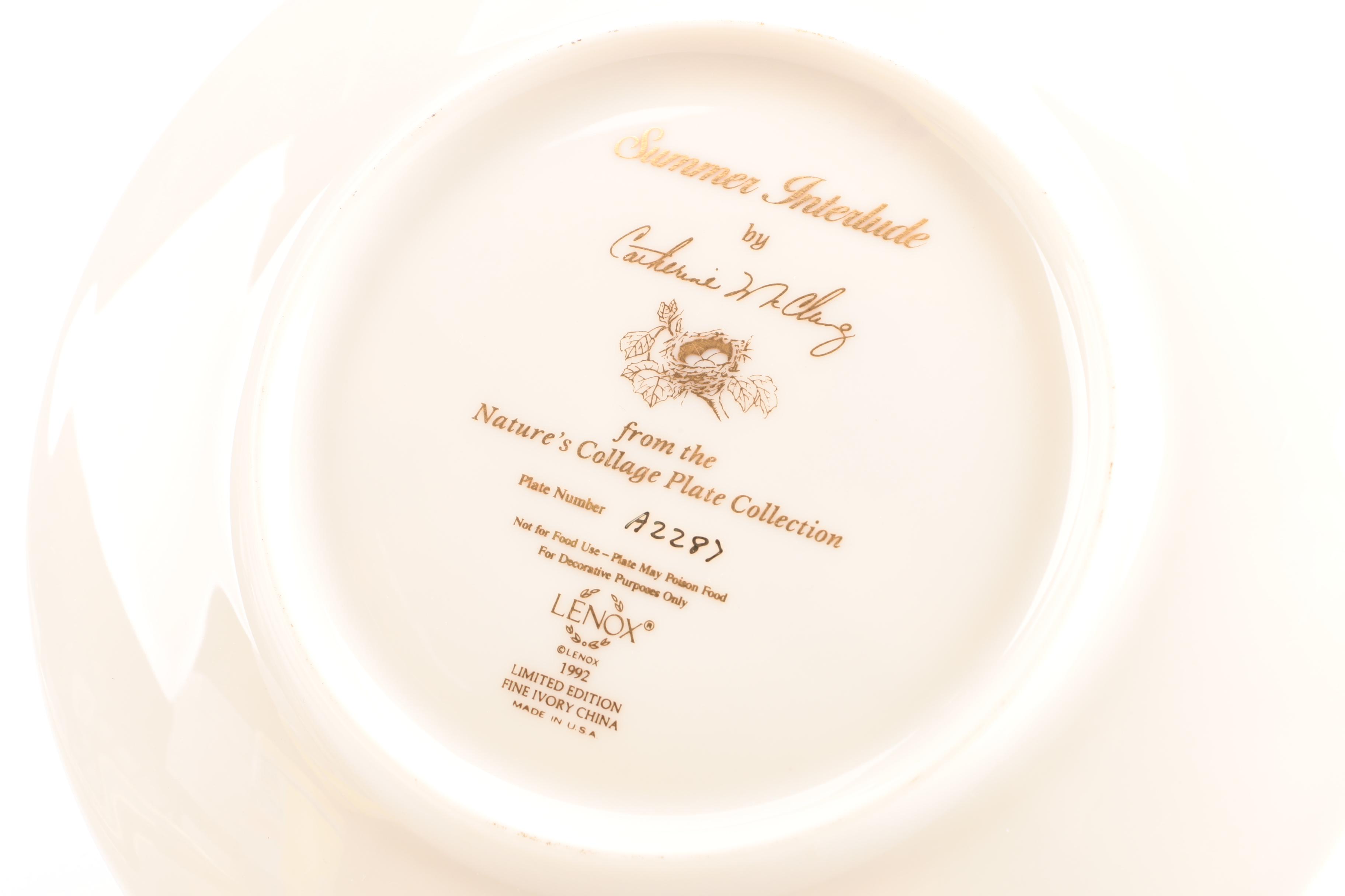 Lenox "Nature's Collage" Plates and "Birds of the Garden" Plate Collections