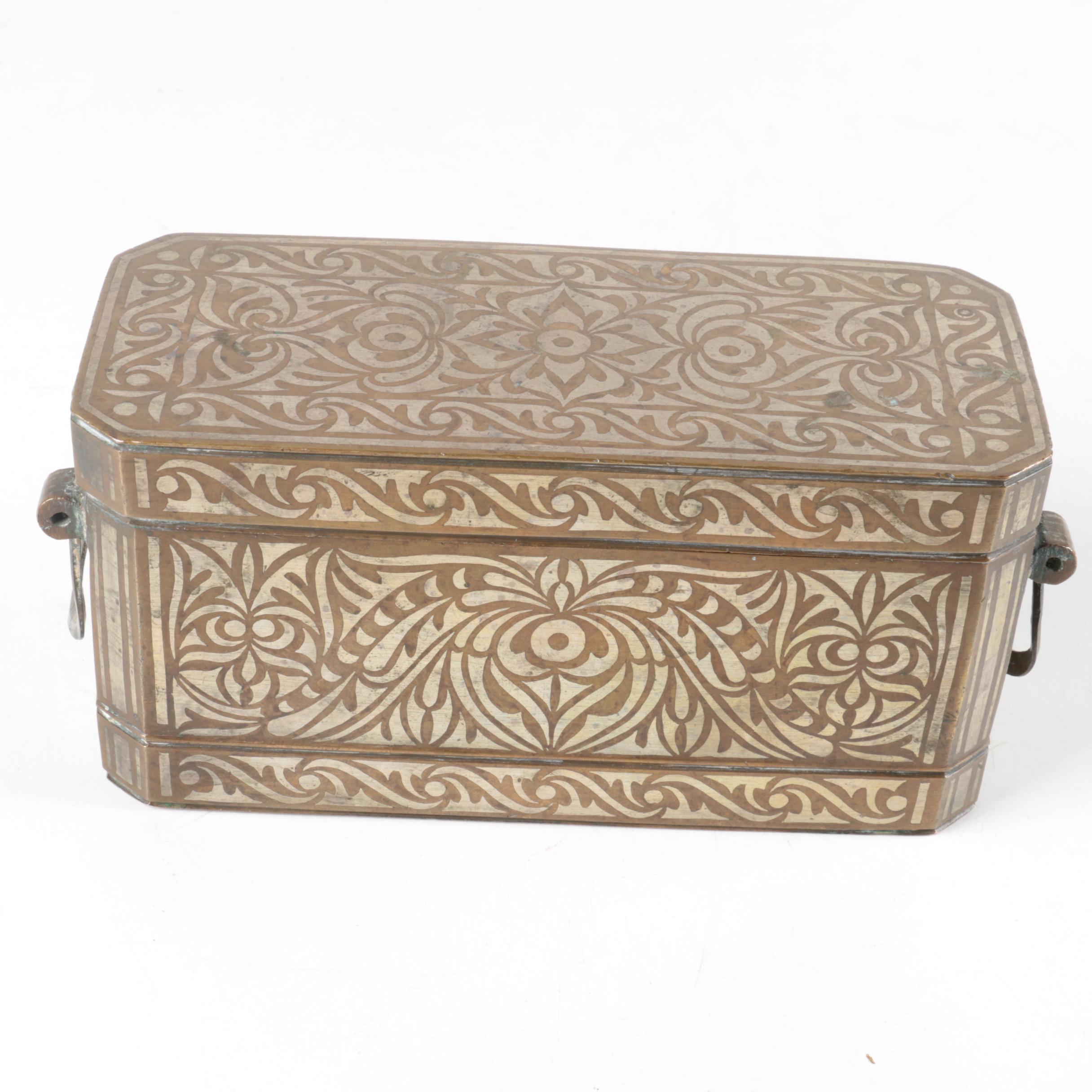 Asian Inlaid Copper Betel Nut Box