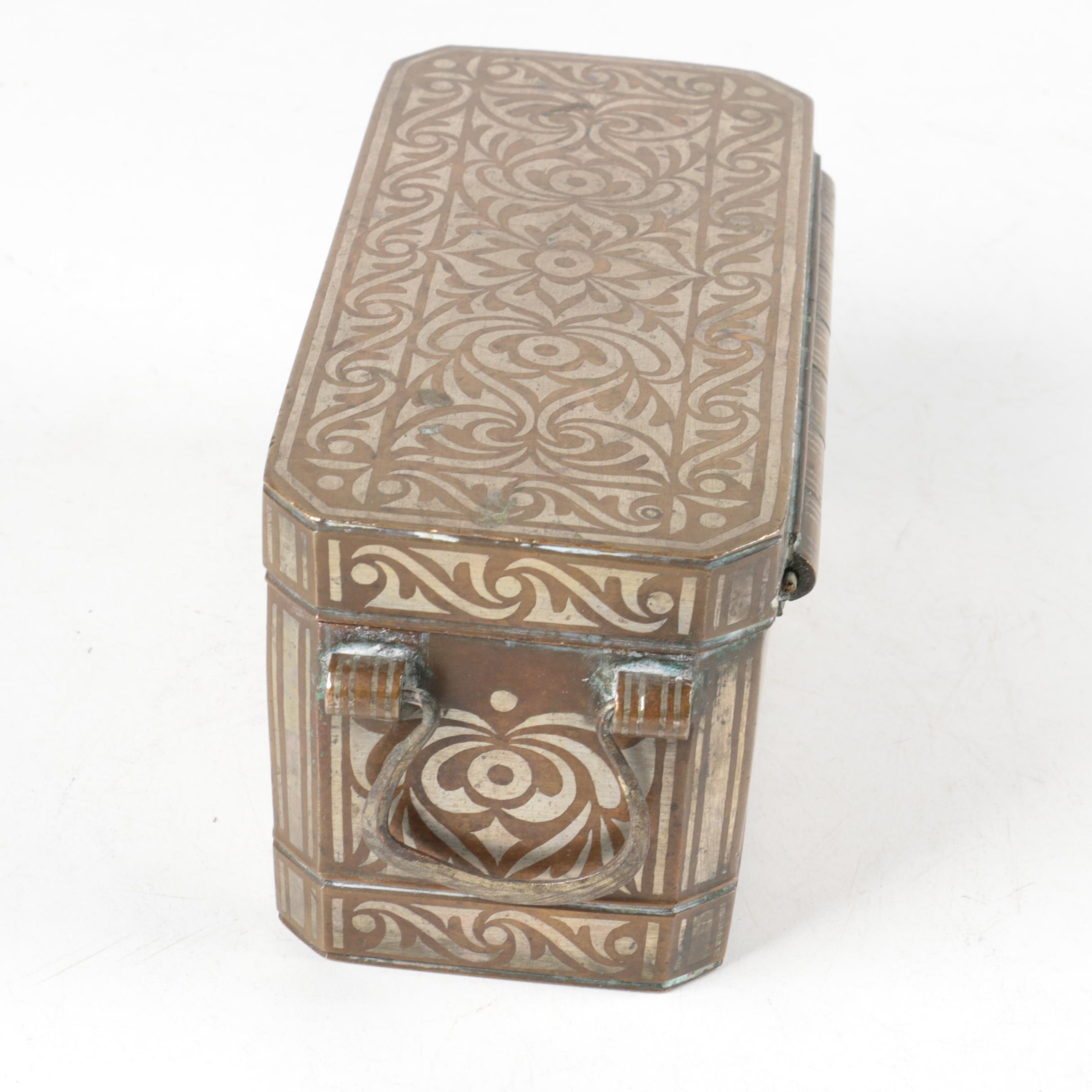 Asian Inlaid Copper Betel Nut Box
